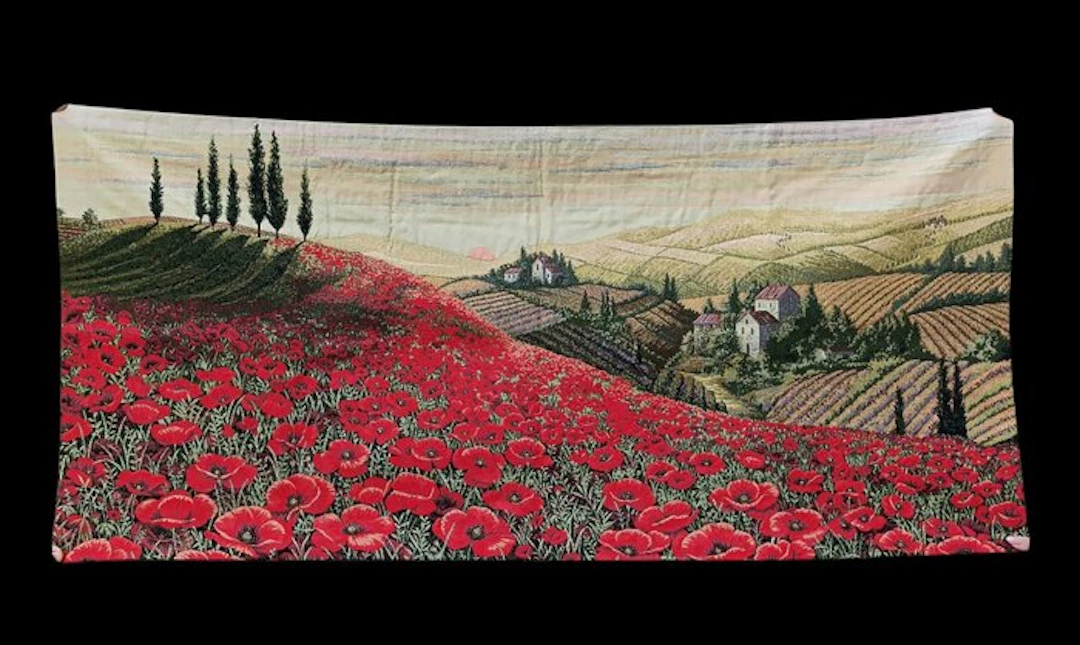 Paesaggio toscano con papaveri