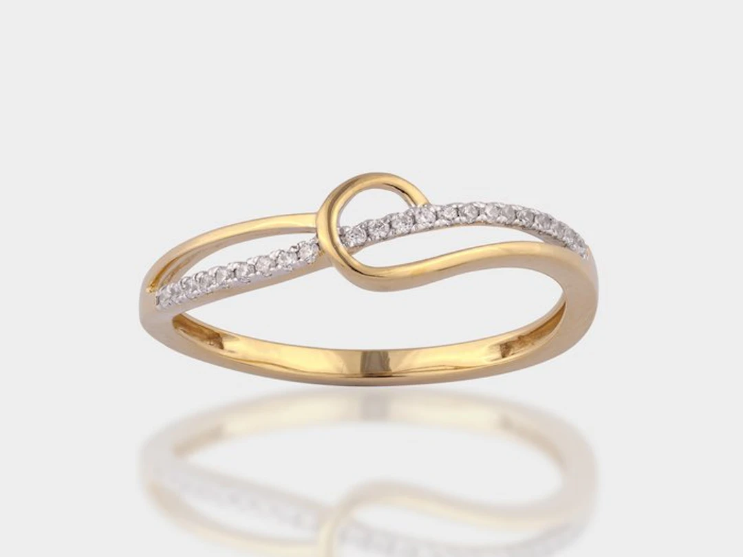 Ring - 14 kt. Yellow gold - 0.08ct. tw. Diamond (Natural)