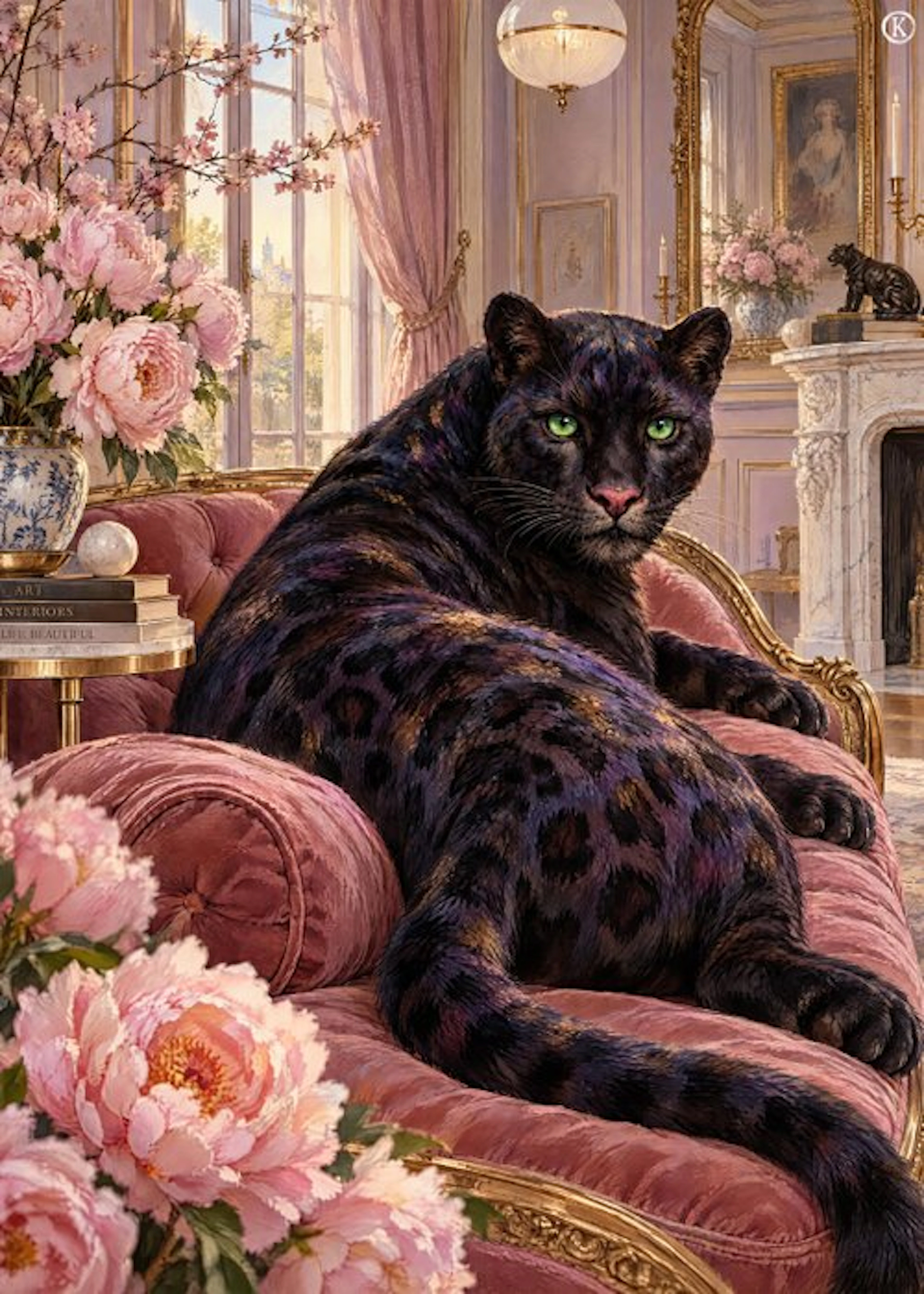 Kleury.art - [XL Canvas] "Boudoir of the Black Panther" by Kleury.art (1/5)