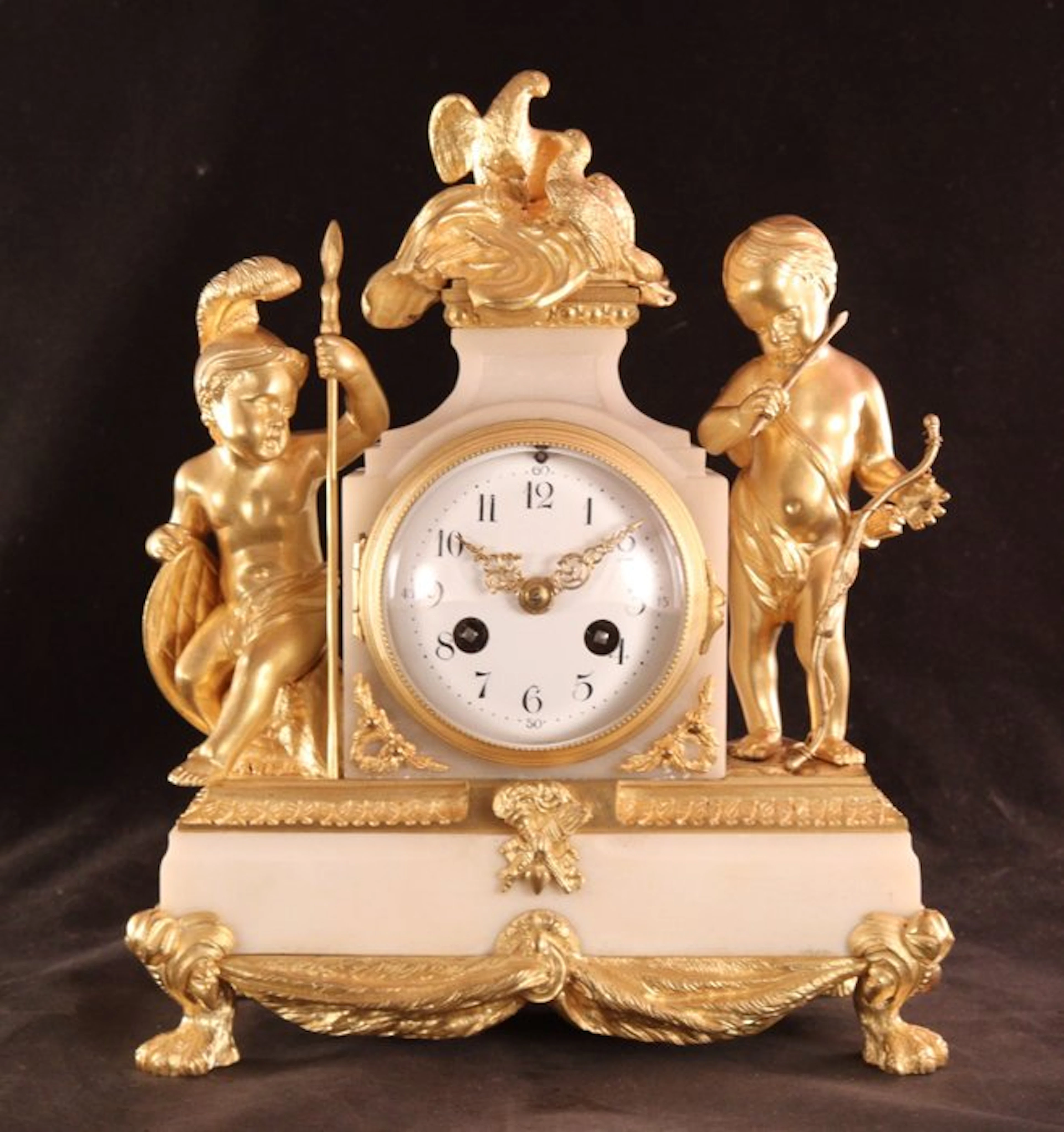 Antique clock - Mooie Franse Louis XVI-pendule - Bronze, Marble - 1850-1900