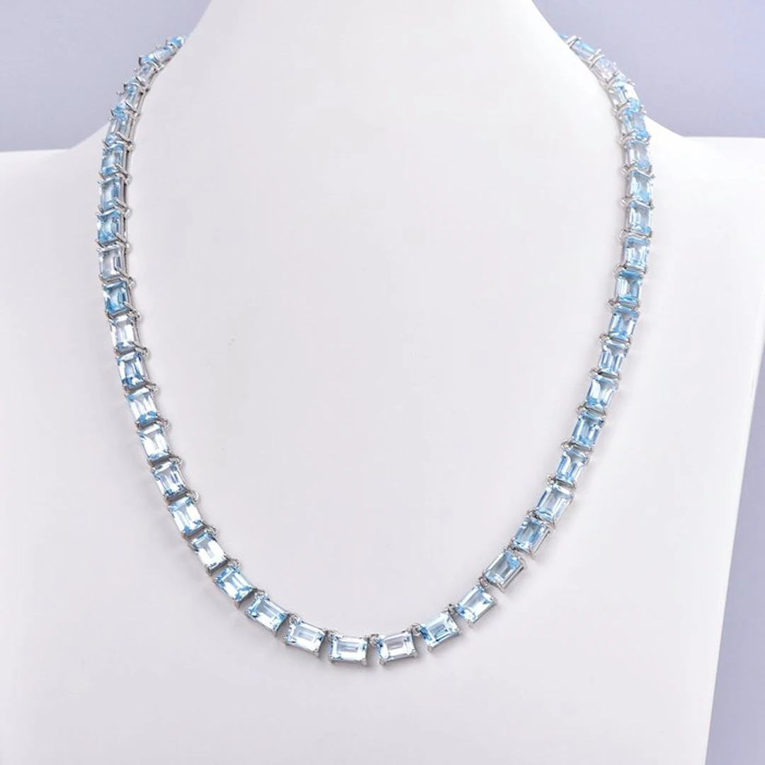 No reserve price - Necklace Silver - Topaz - Certified