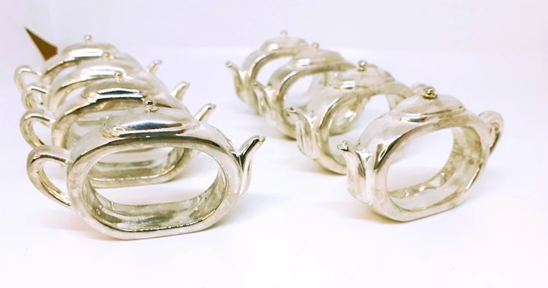 Ronds de serviette en forme de théière - Napkin ring (8) - Metal