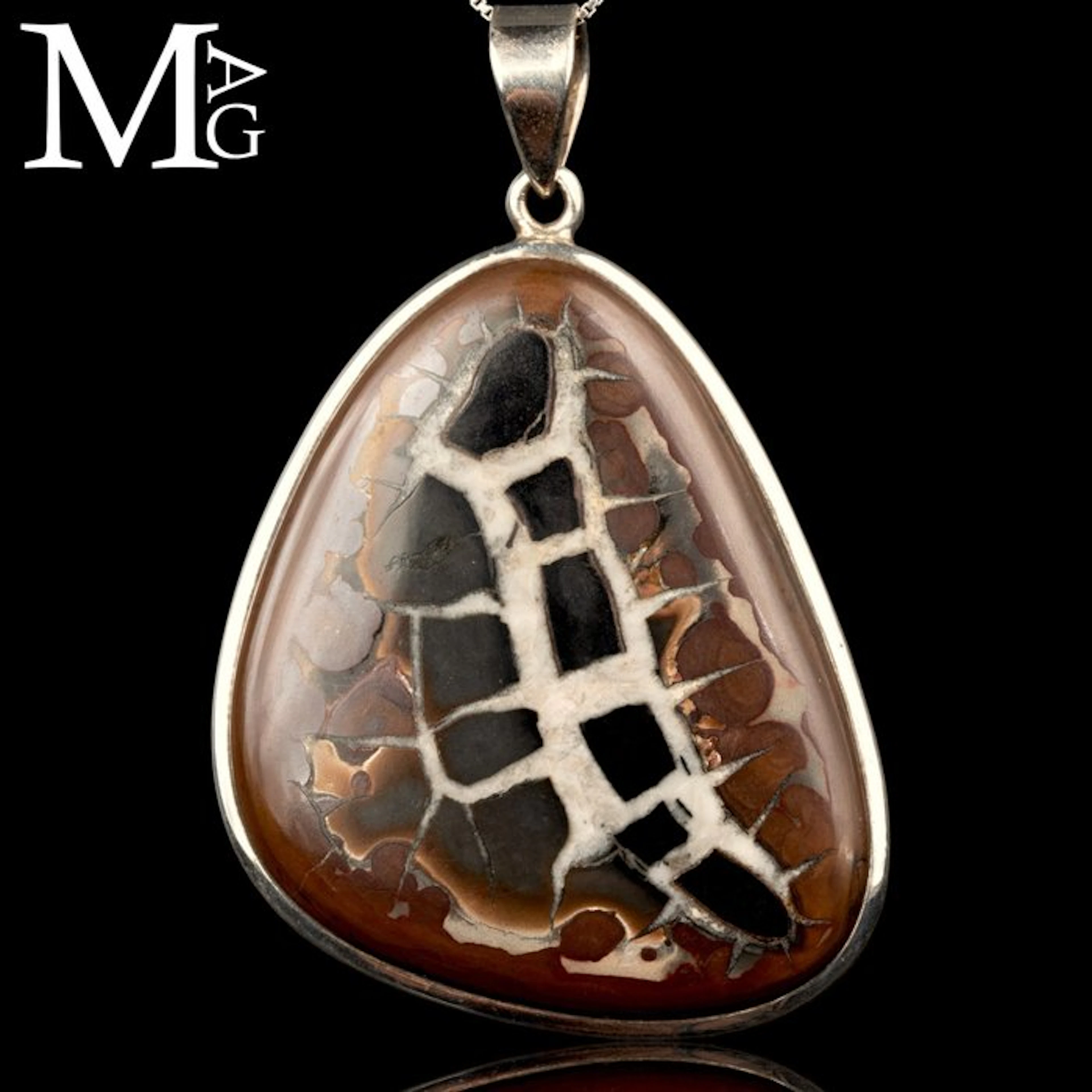 Natural Septarian Pendant with Pyrite – Sterling Silver...