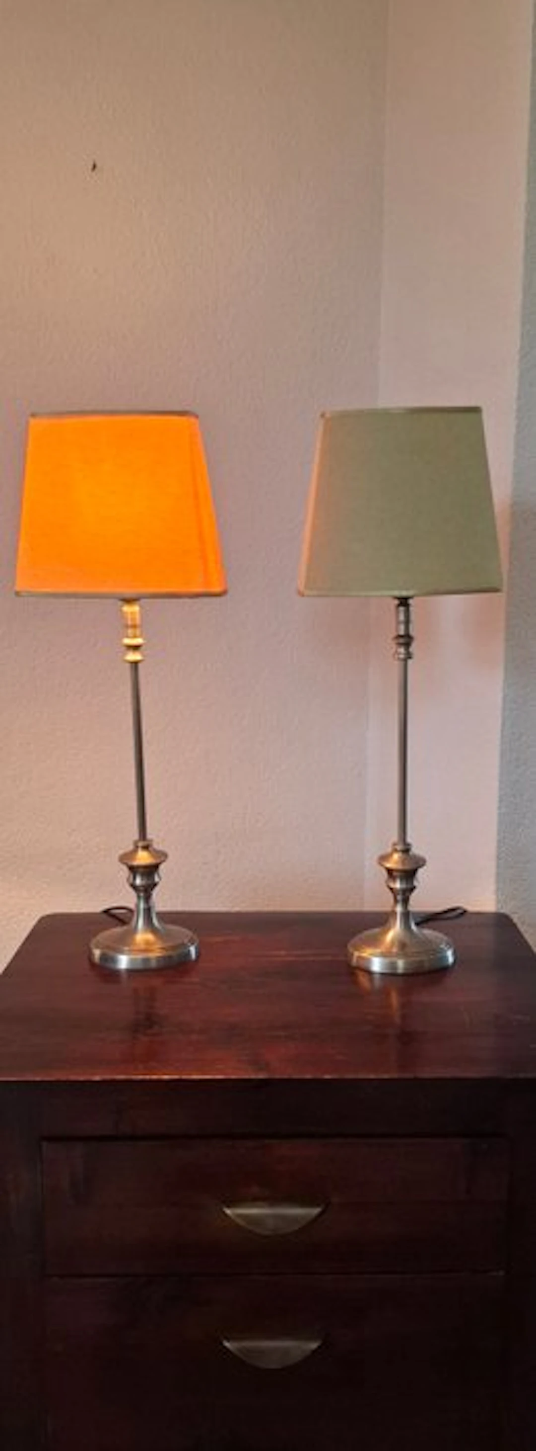 Table lamp (2) - Metal - olive-colored caps