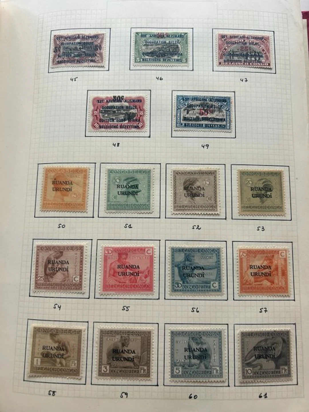 Ruanda-Urundi 1916/1961 - Extensive collection on album...