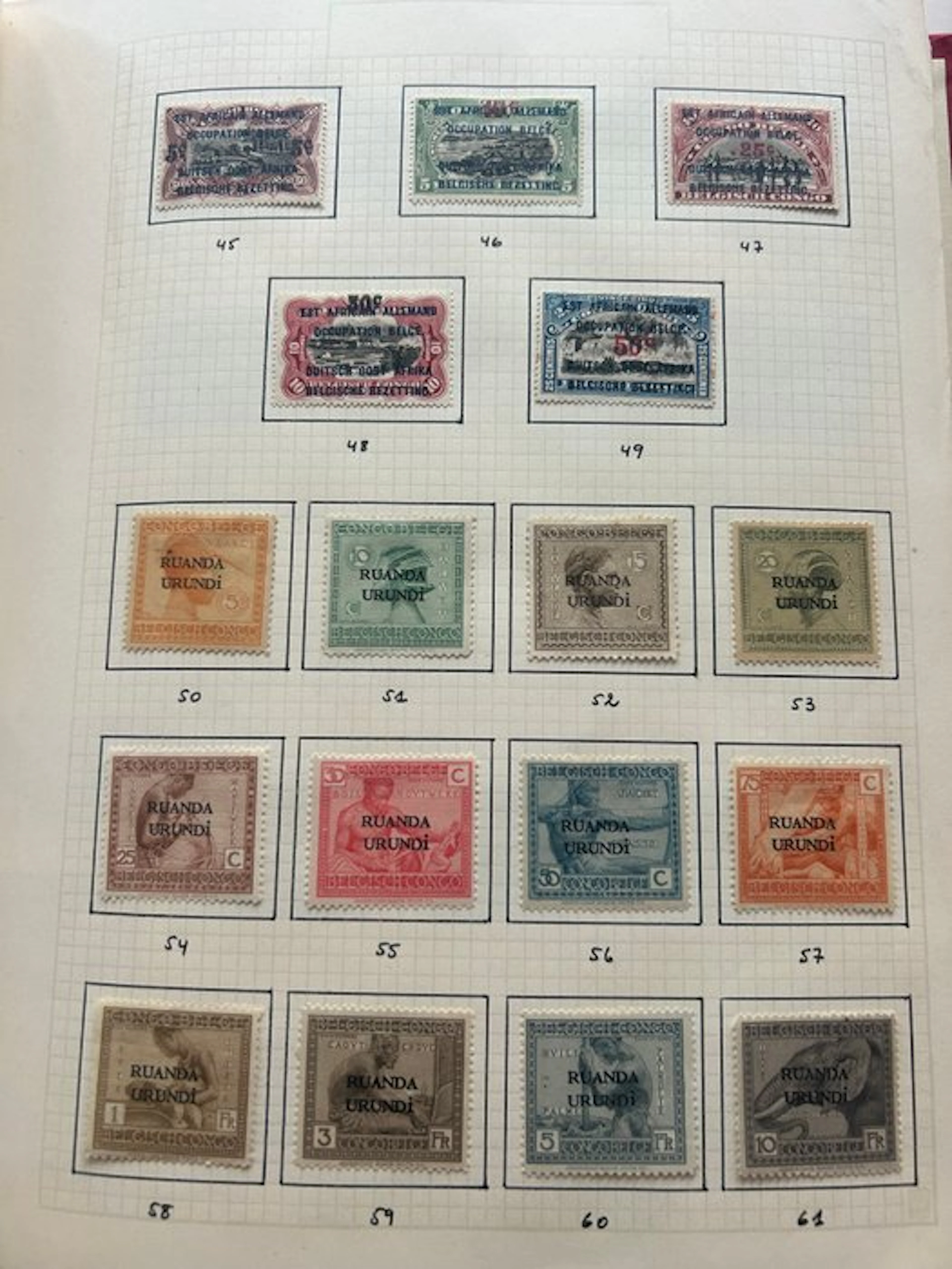 Ruanda-Urundi 1916/1961 - Extensive collection on album...