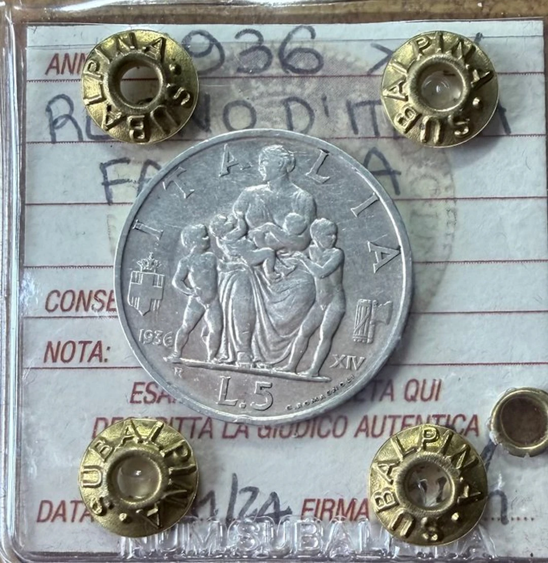 Italy, Kingdom Vittorio Emanuele III. 5 Lire 1936 "Famiglia" (No reserve price)