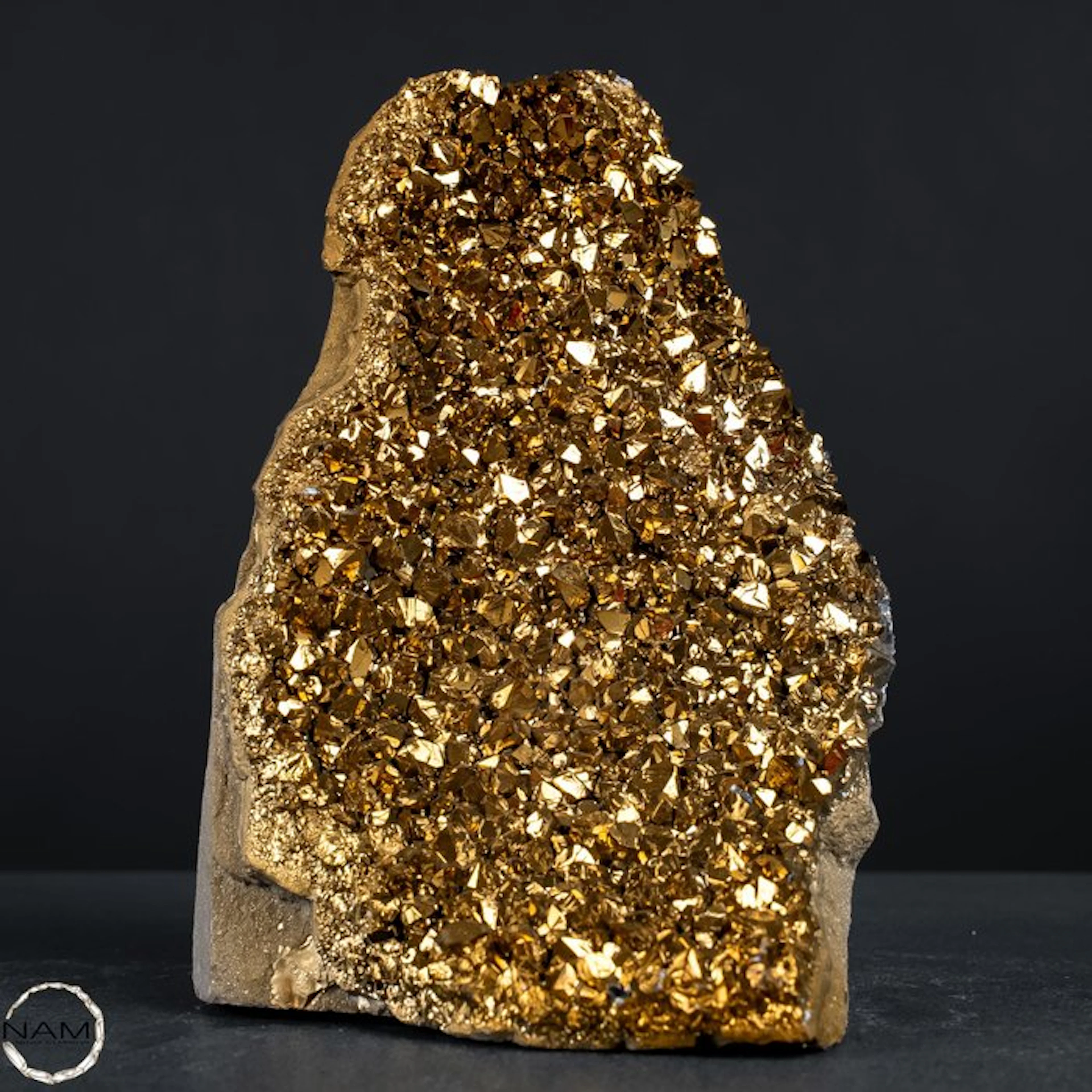 Spectacular Gold Aura Amethyst Druzy with an intense metallic shine- 1192.51 g