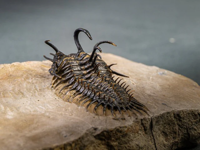 Spiny Trilobite - Fossilised animal - Walliserops hammi de museo