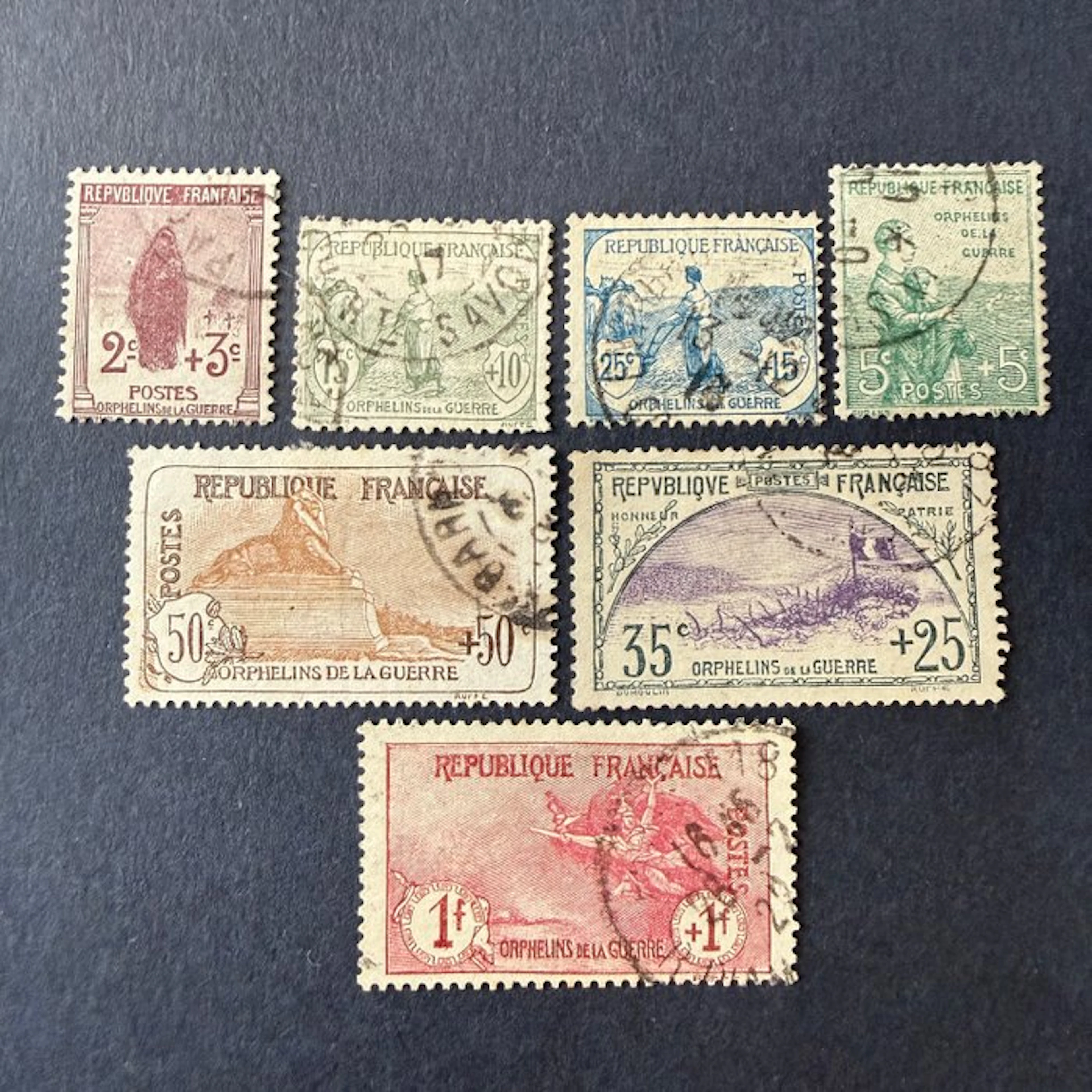 France - Yvert 148/154 "Orphelins 1st series" cancelled. Very Fine.