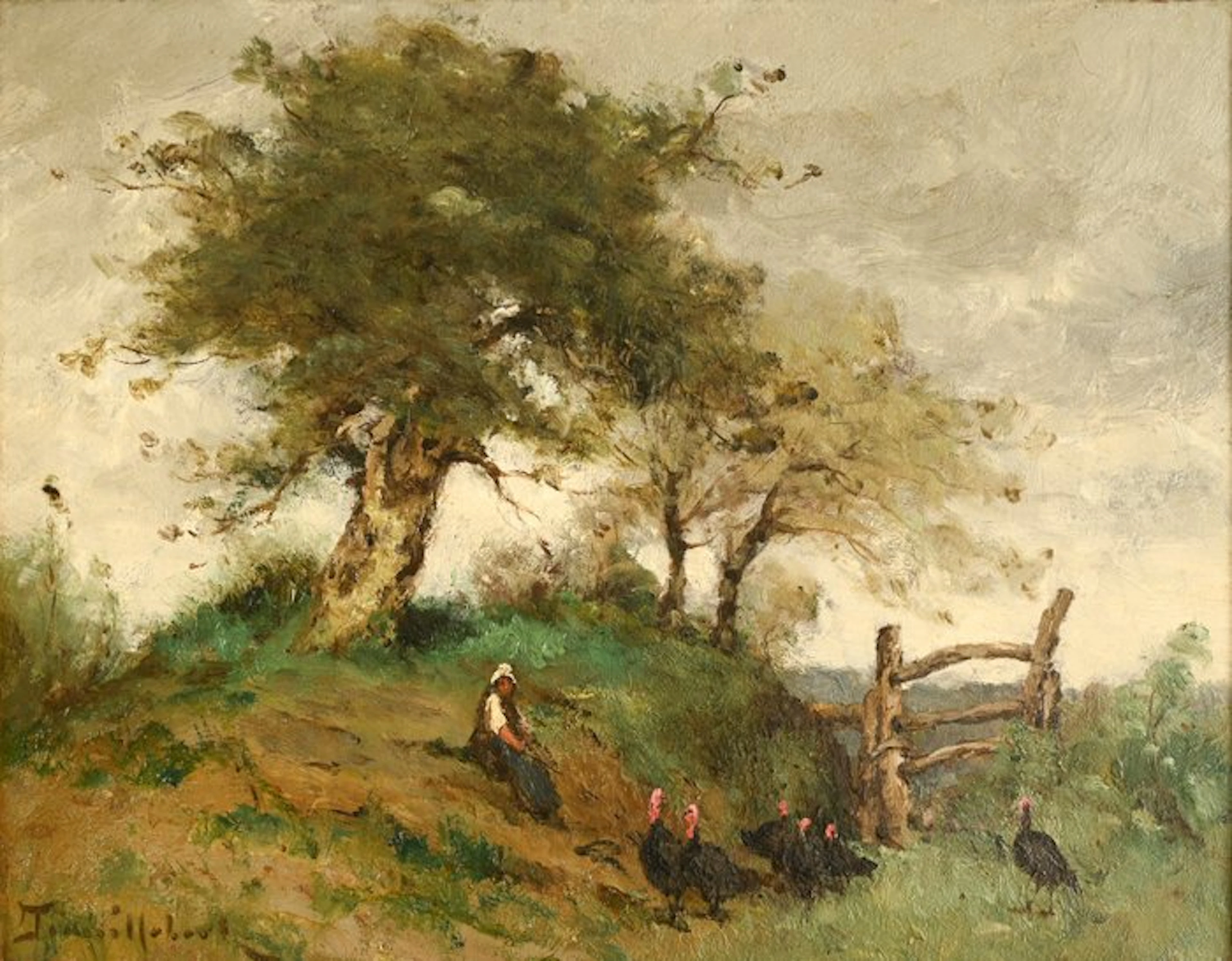 Paul Désiré Trouillebert (1829 - 1900) - Paysanne sous un arbre