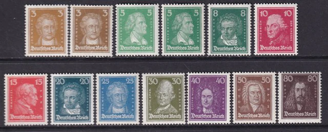 German Empire 1926/1927 - Famous Germans. - Michel: 385/397