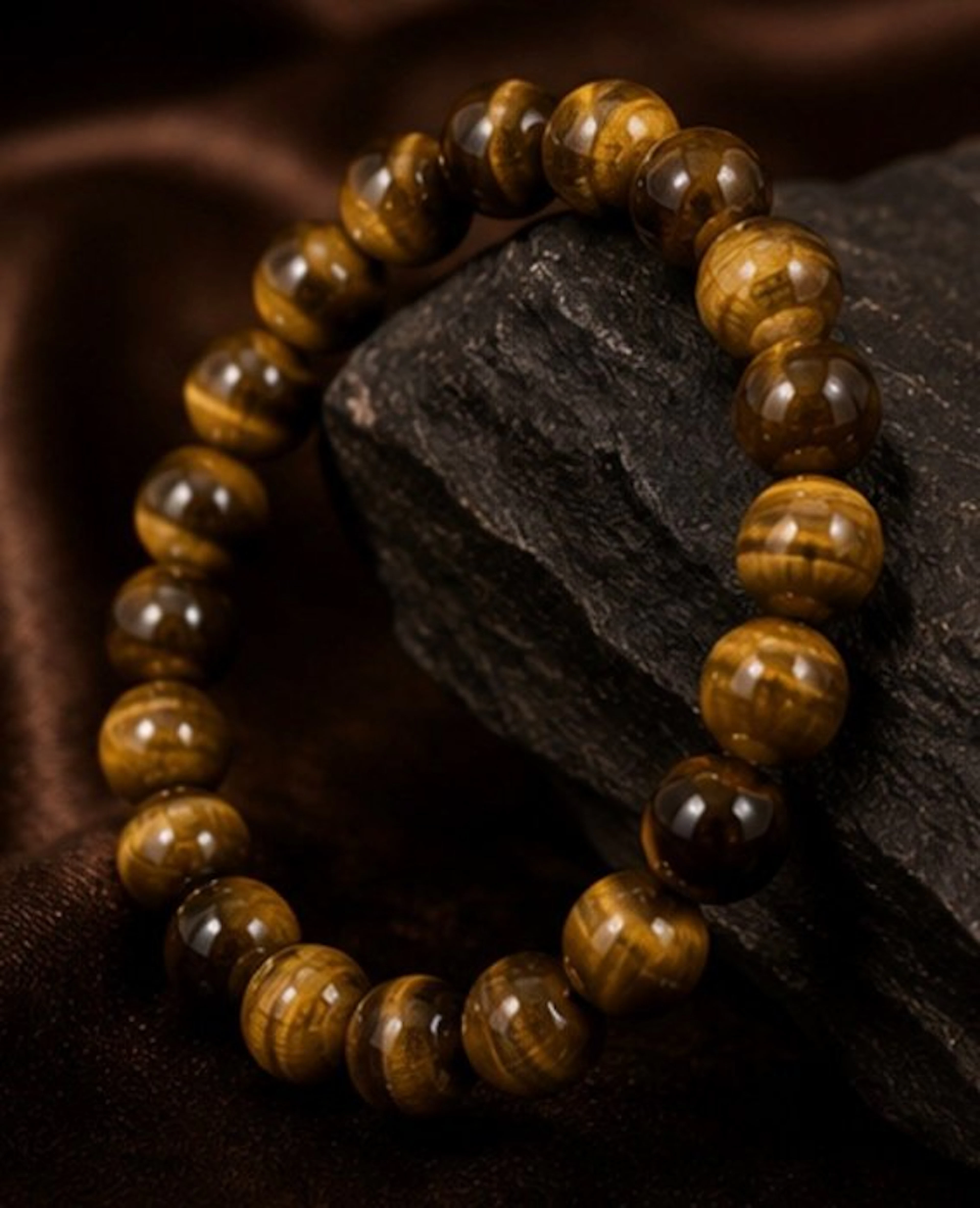 Natural Tiger’s Eye Bead Stretch Bracelet – 7 mm Gemstone Beads - Bracelet