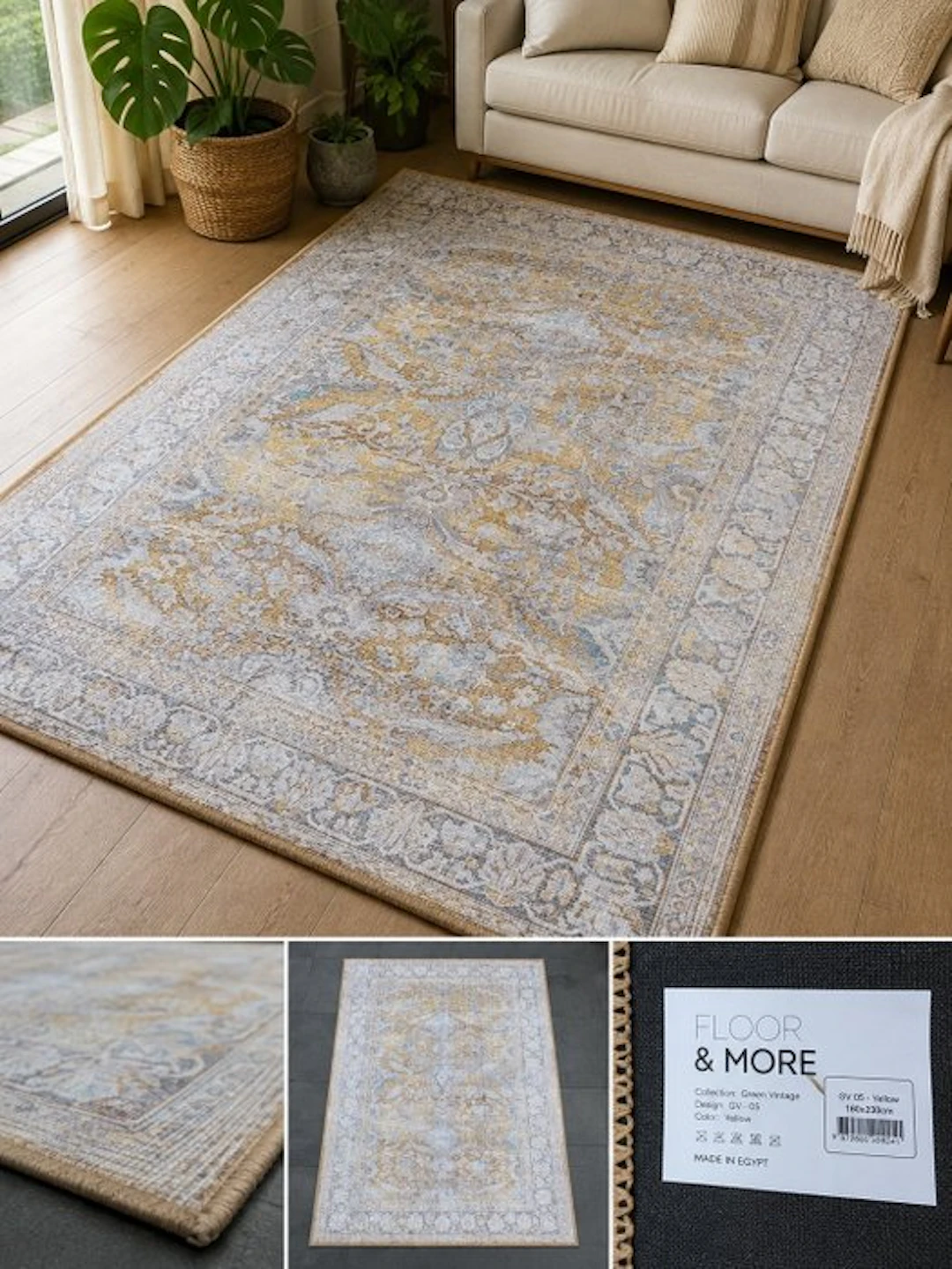 B2B Carpets - Green Village-5 Yellow – Vintage Design Rug...
