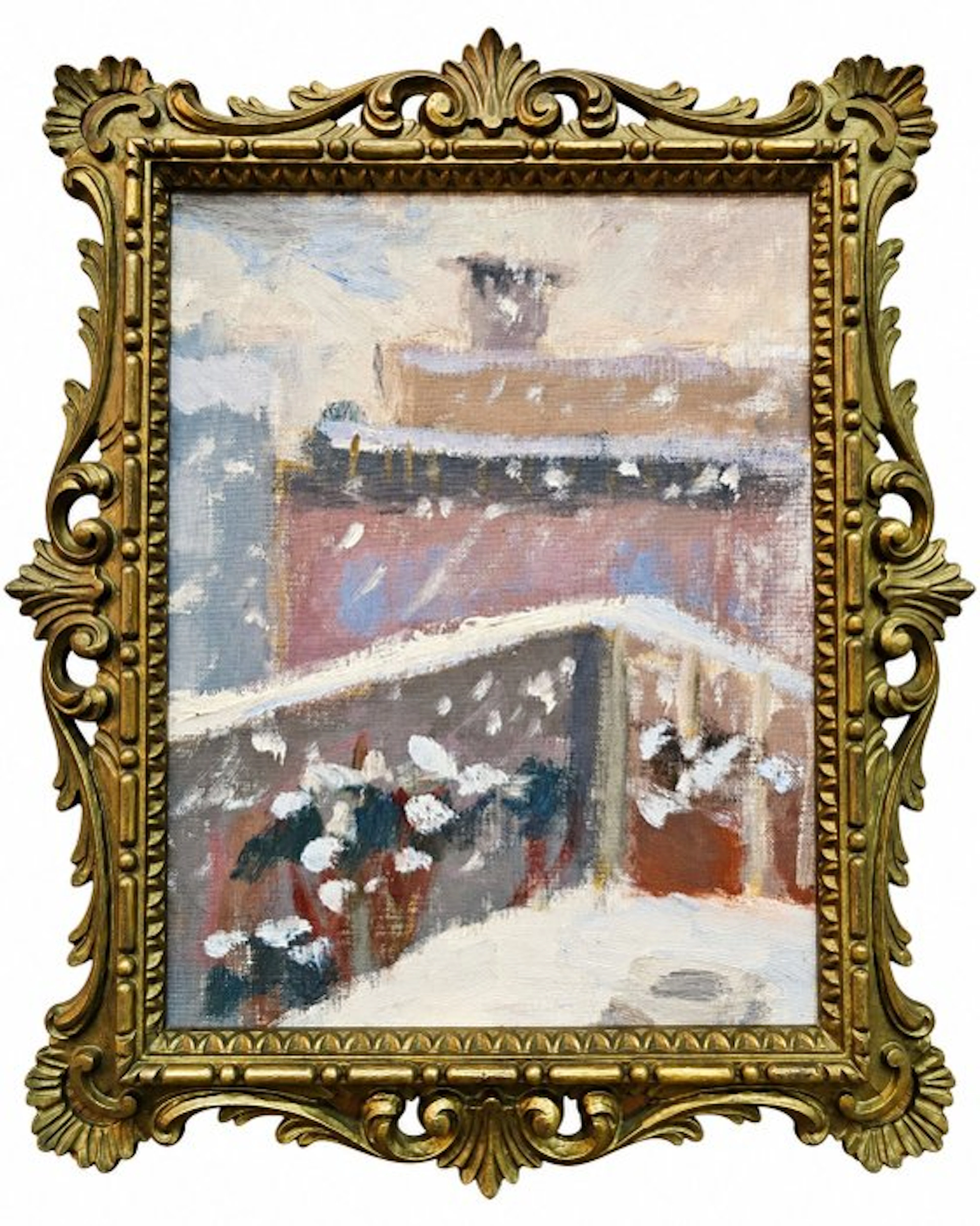 Post impressionist School (XX) - NO RESERVE - Snowy Rooftops in Winter