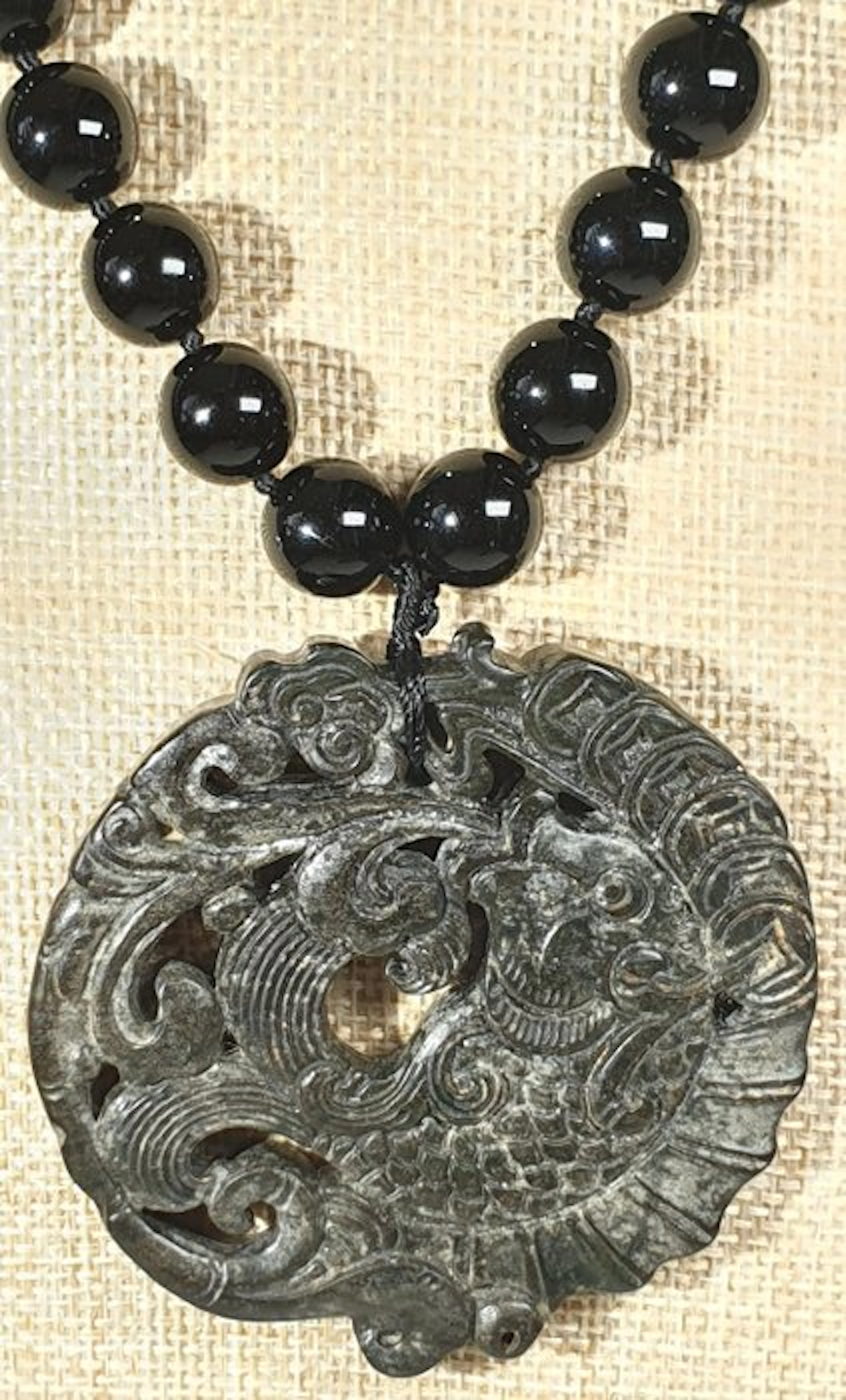 Onyx and Tibetan protection amulet - Abundance Carpets in...