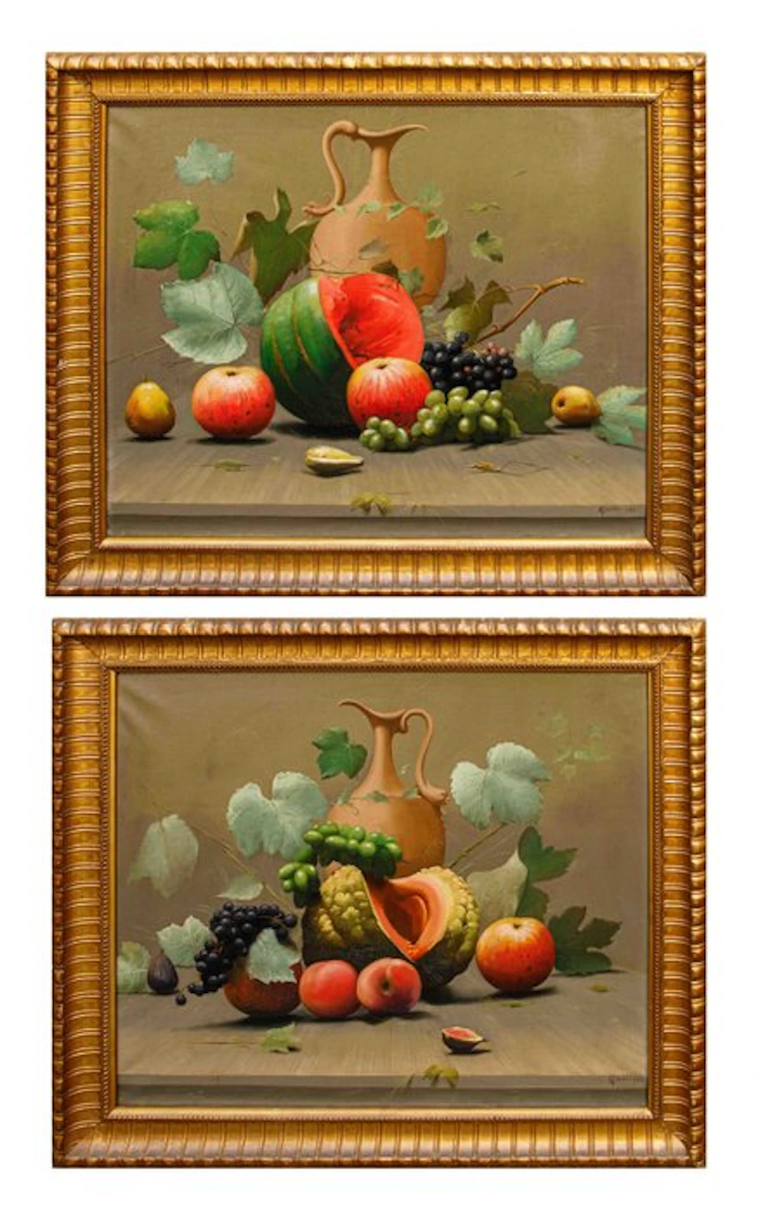 Cleto Gibello (1892-1944) - Coppia di nature morte con frutta e brocca