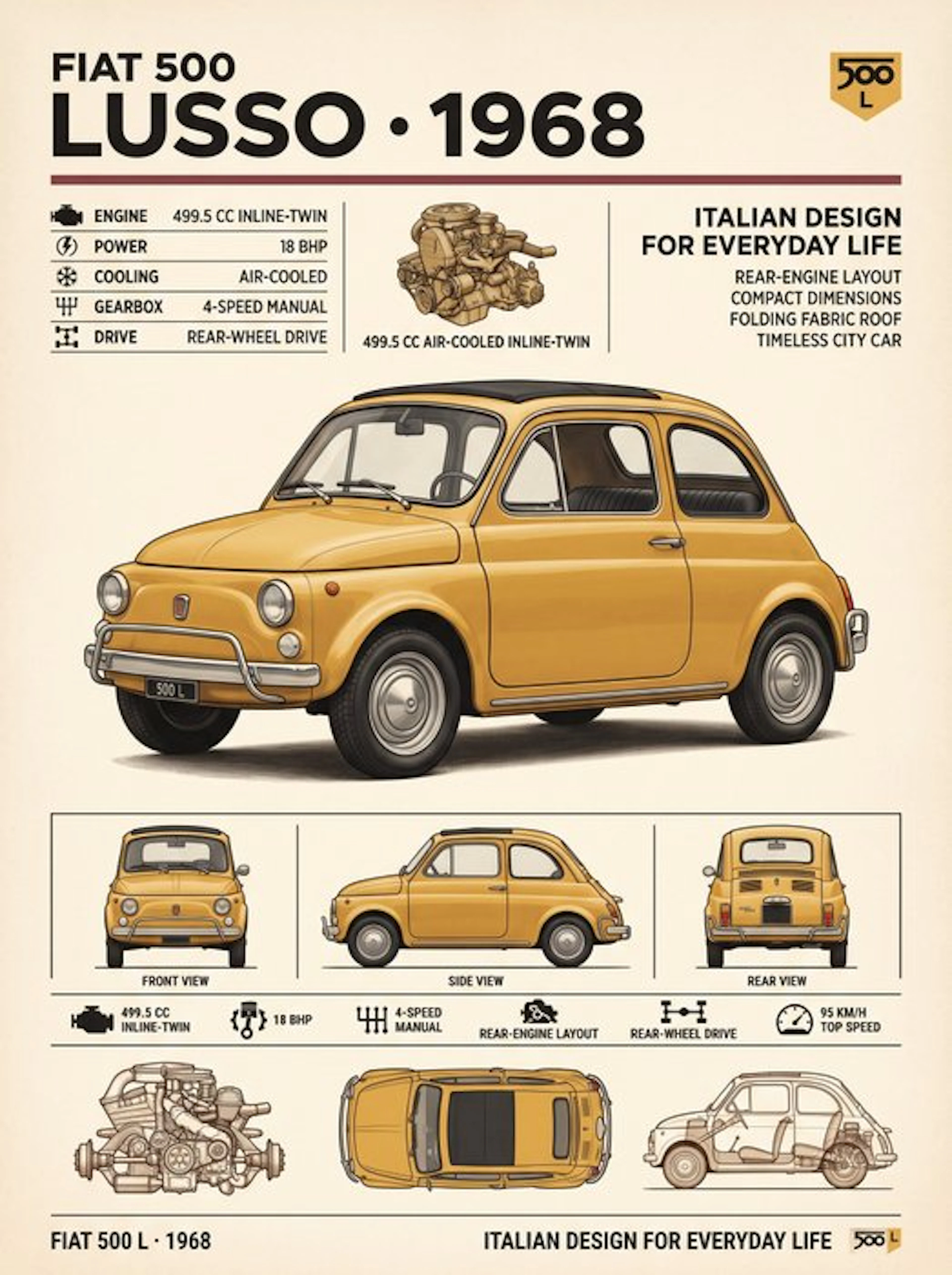 Shmidt.Art - Fiat - FIAT 500 LUSSO 1968 - 1960s