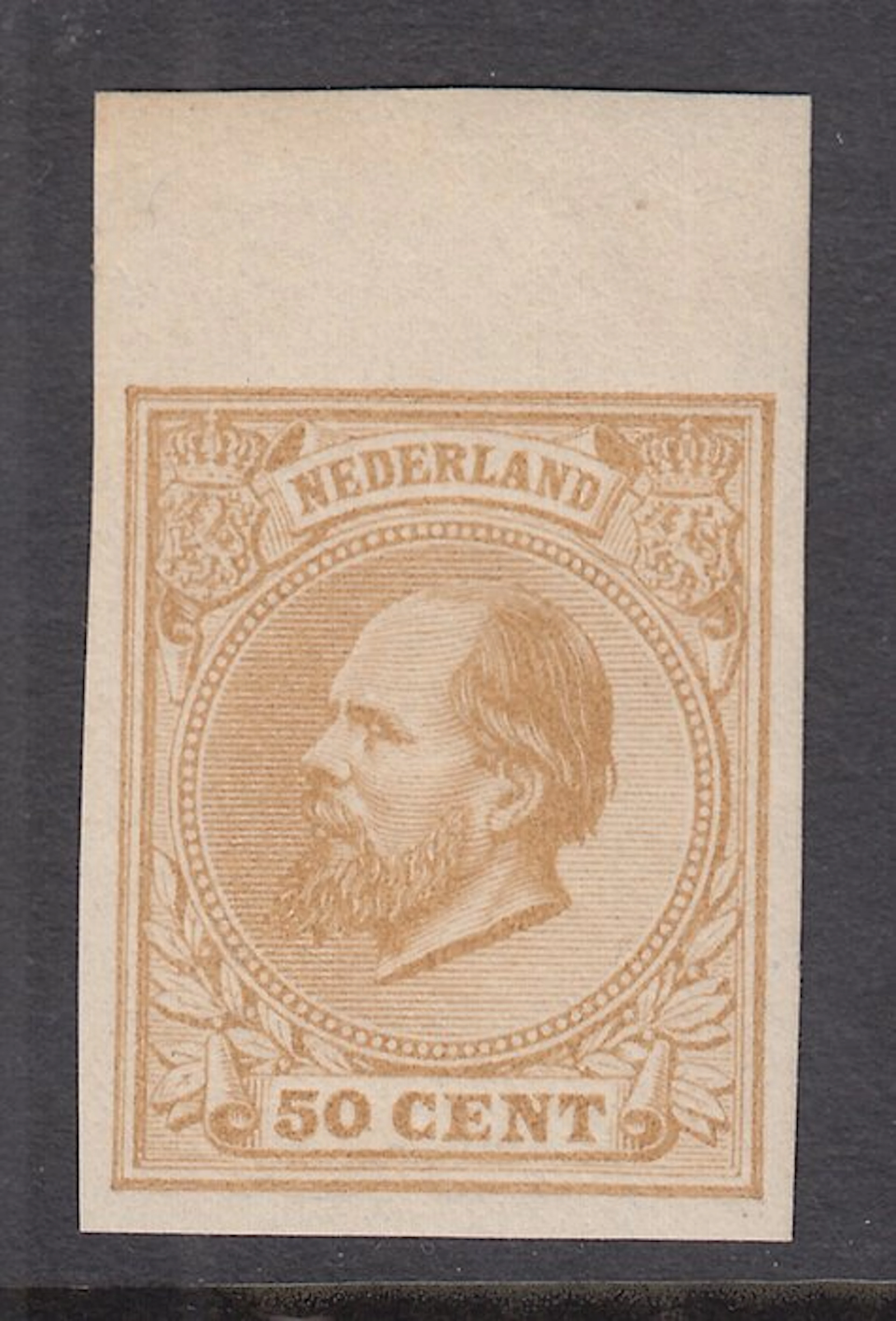 Netherlands 1872 - King William III, uncut edge piece - NVPH 27v