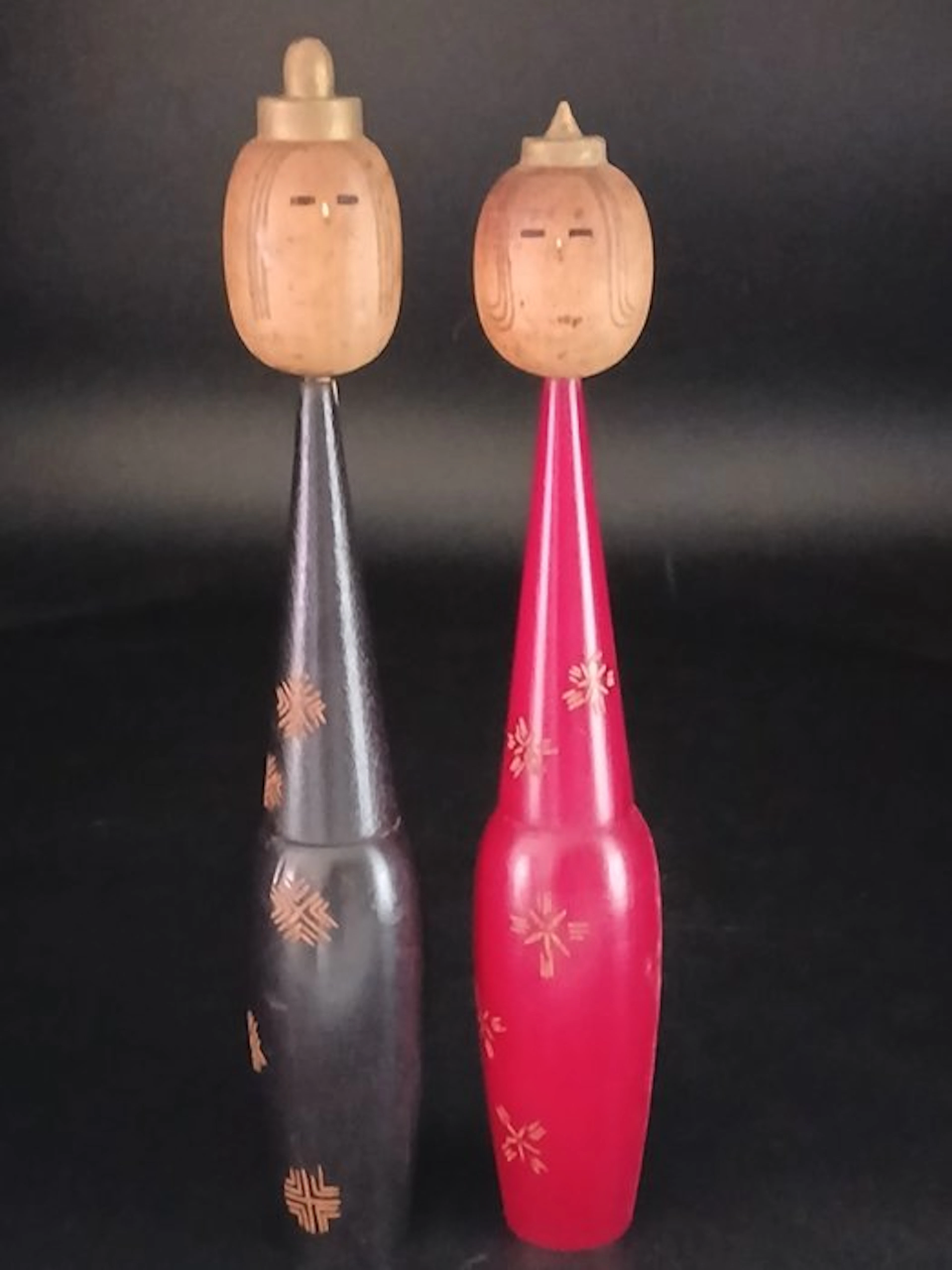 Figurine - Paar Vintage Sōsaku Kokeshi Poppen "Kinkan"...