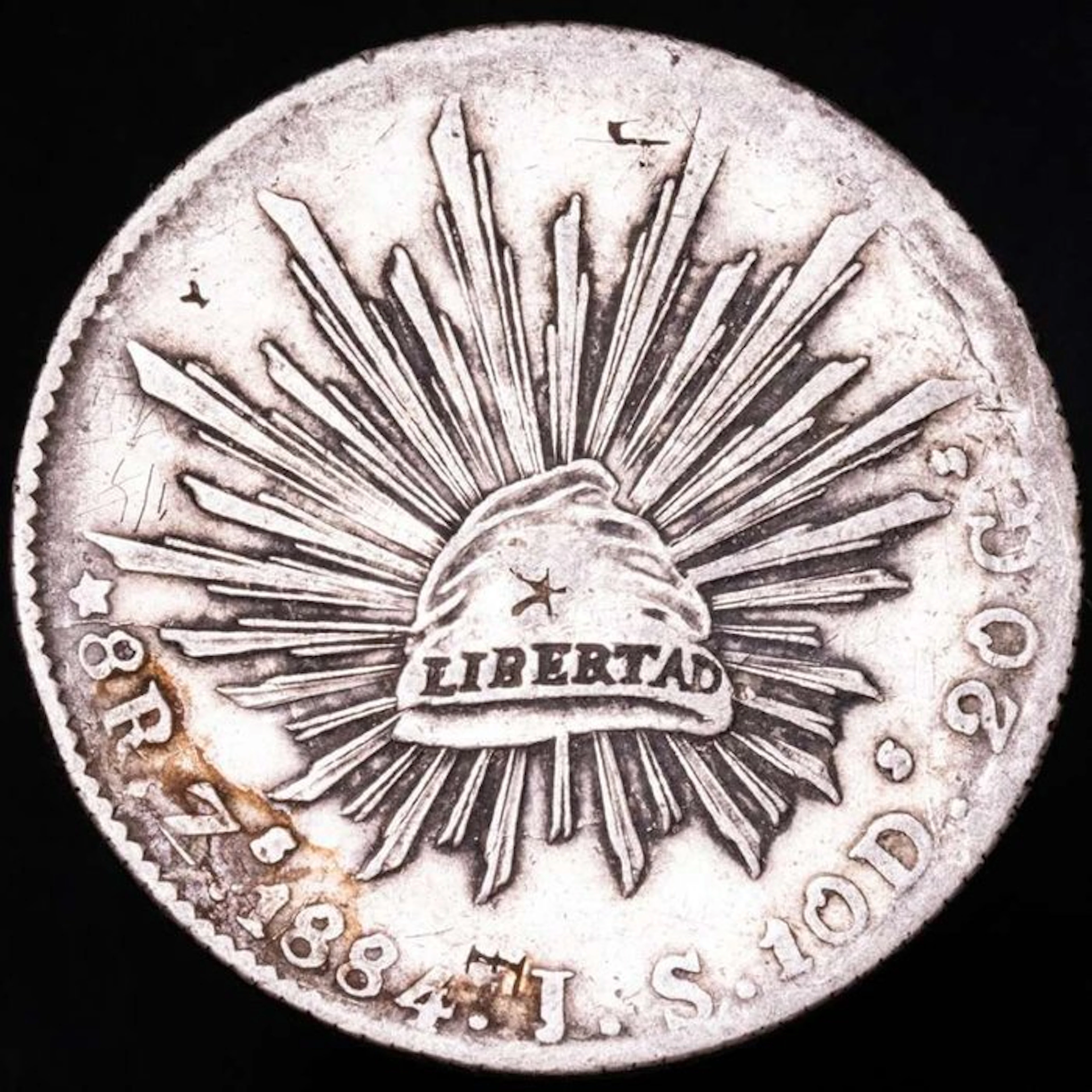Mexico. 8 Reales Zacatecas mint, 1884 J.S (No reserve price)