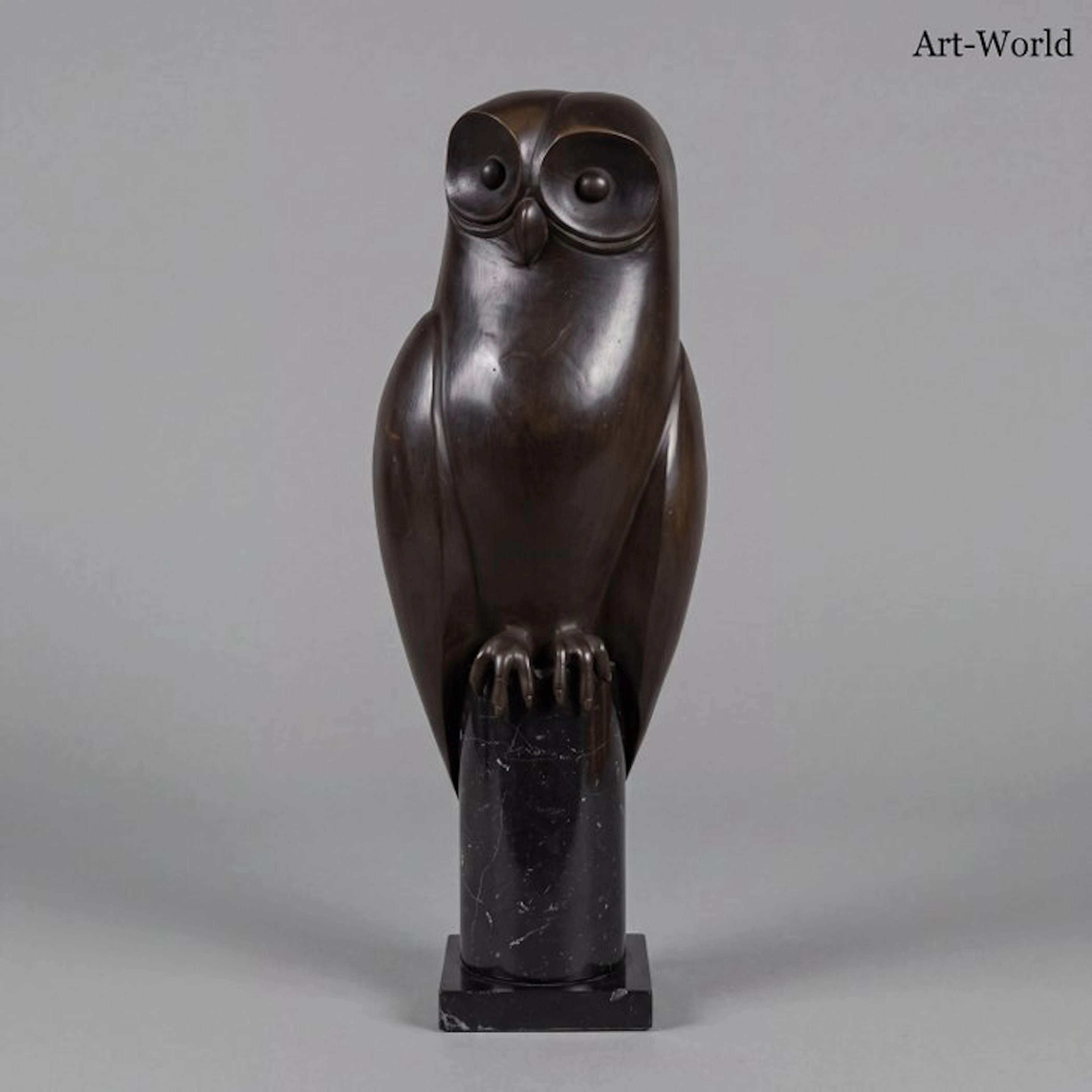 Statue, Exclusief bronzen sculptuur van een uil - 43 cm - Bronze, Marble