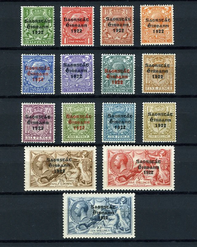 Ireland 1922 - Overprints Irish Free State - Michel 25-39