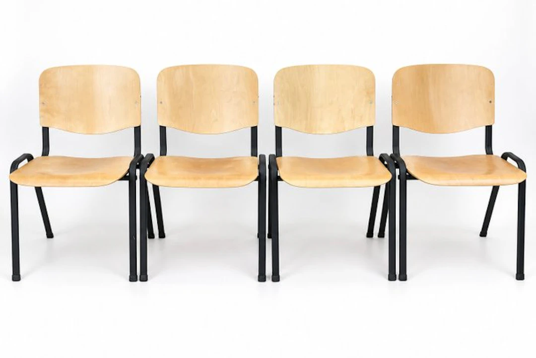 Stacking chair - Birch - Set of four stackable chairs