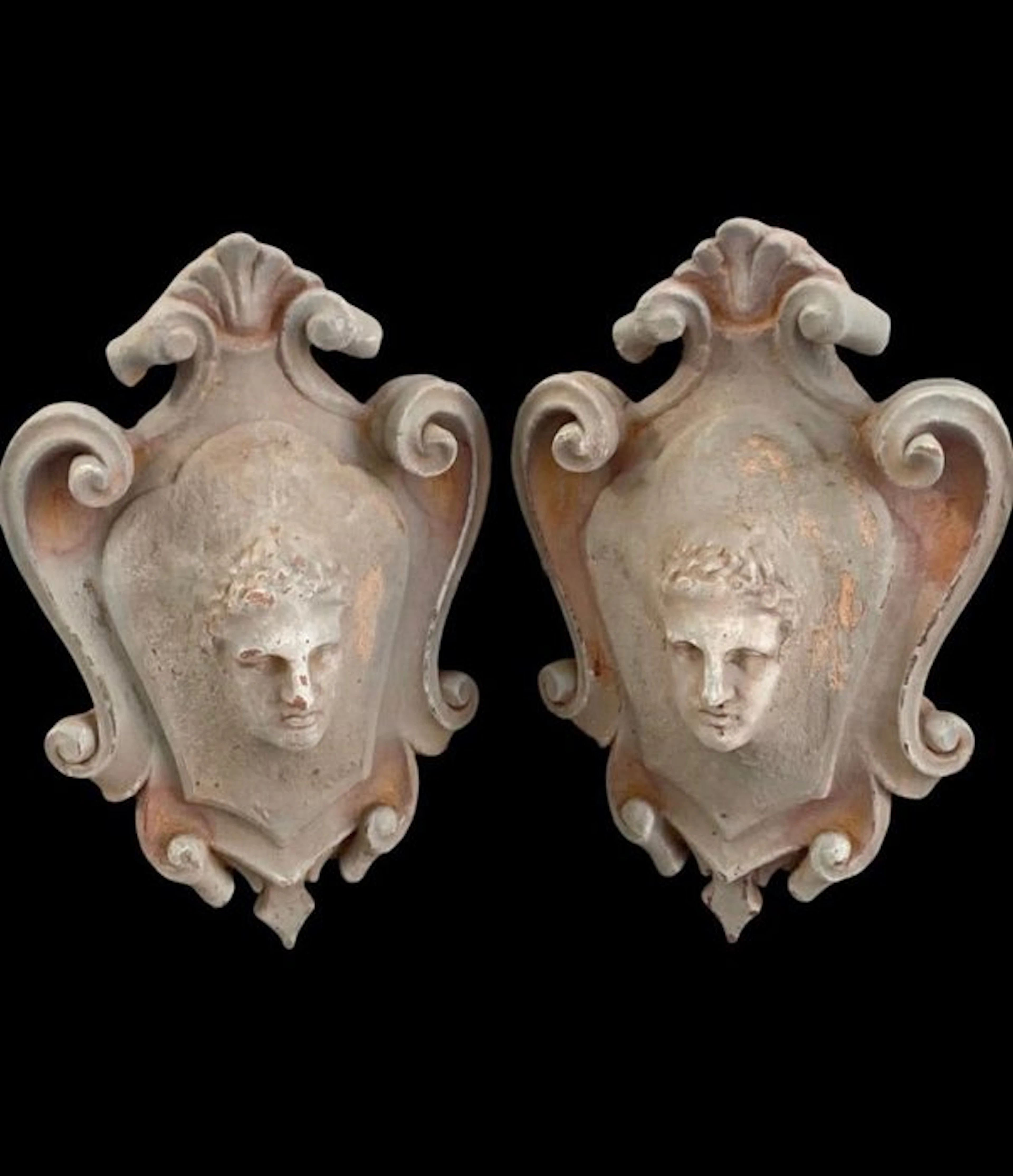 Sculpture, 2 Araldica con pittino - 30 cm - Stone