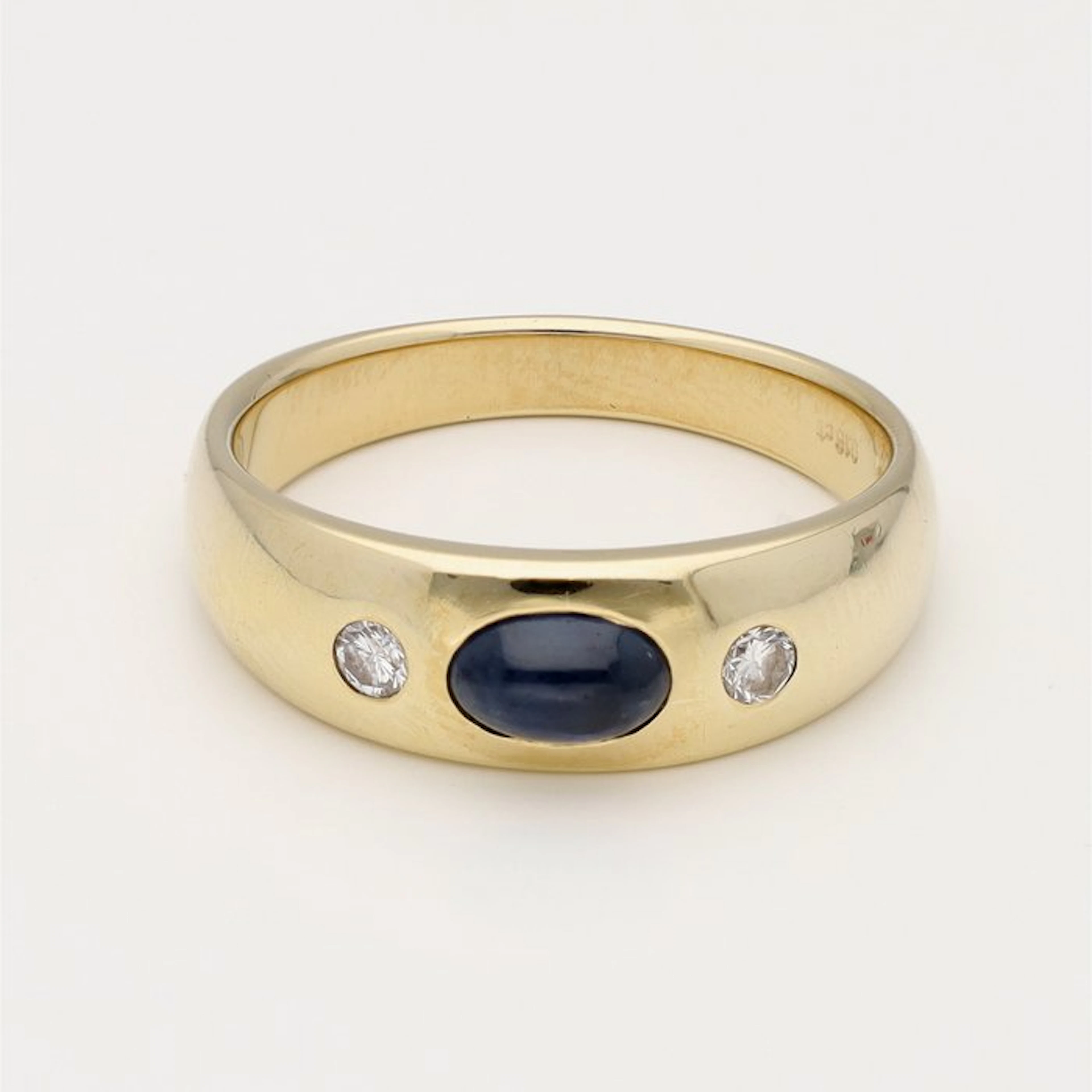 Ring - 18 kt. Yellow gold - 0.08ct. tw. Diamond (Natural) - Sapphire