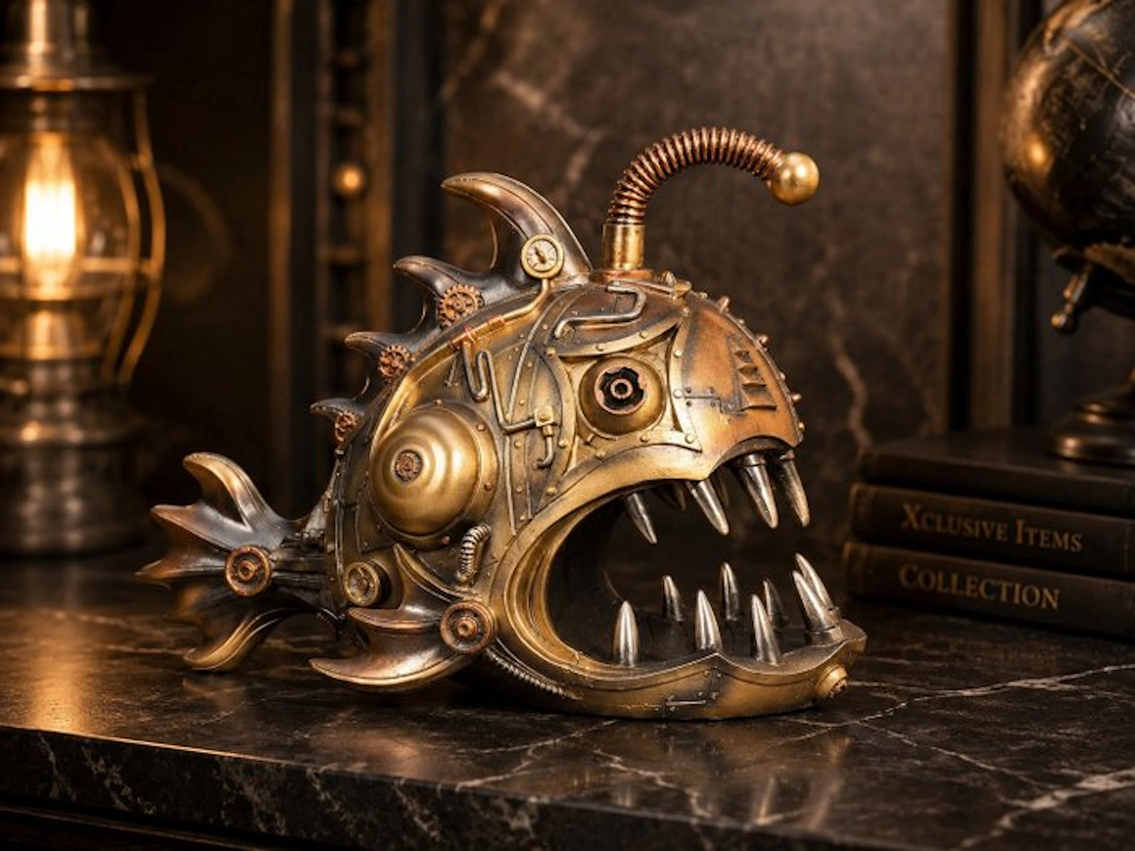 Statue, Steampunk Lantern Fish - 22 cm - Resin - 2026