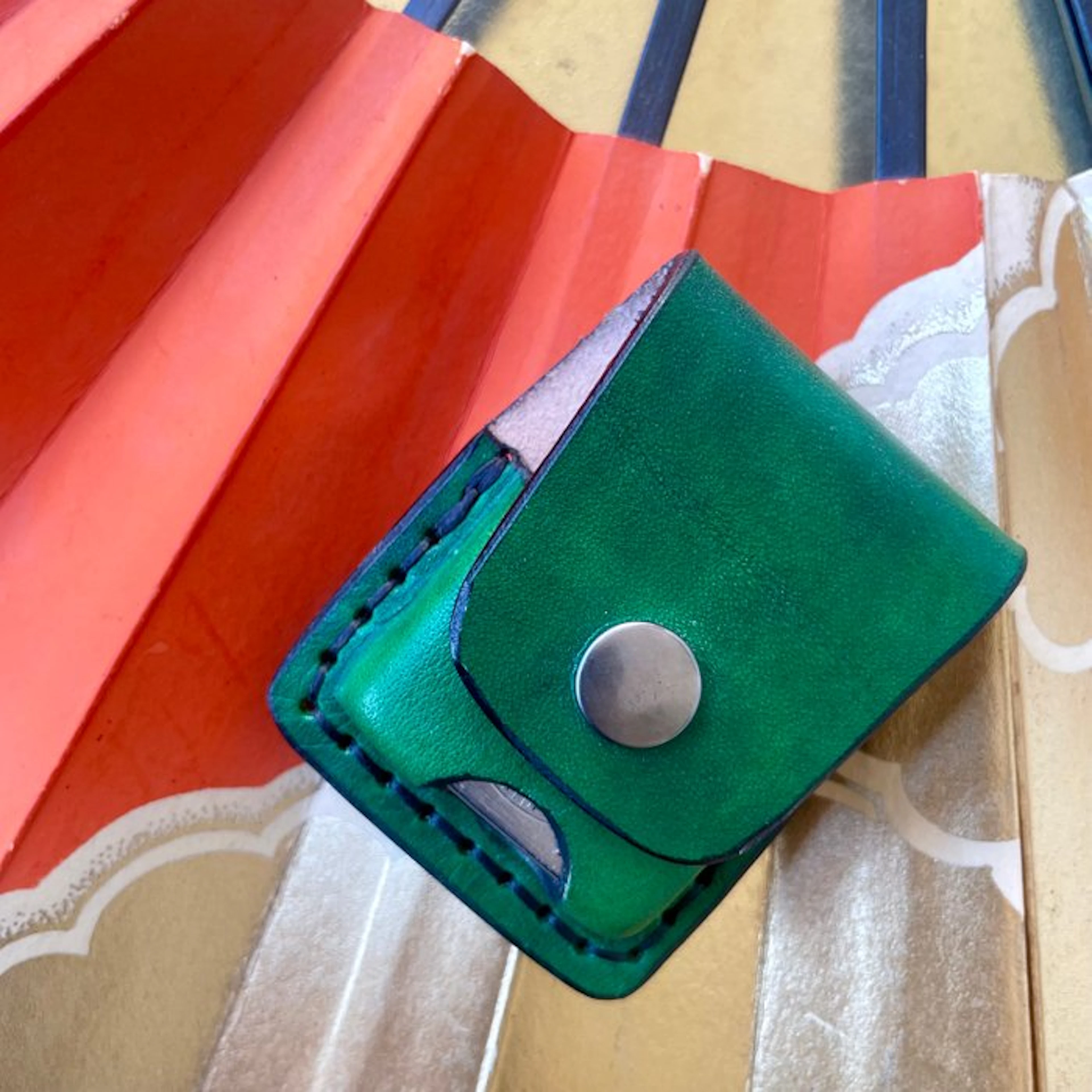 Zippo - Handmade Genuine leather green case for Zippo...