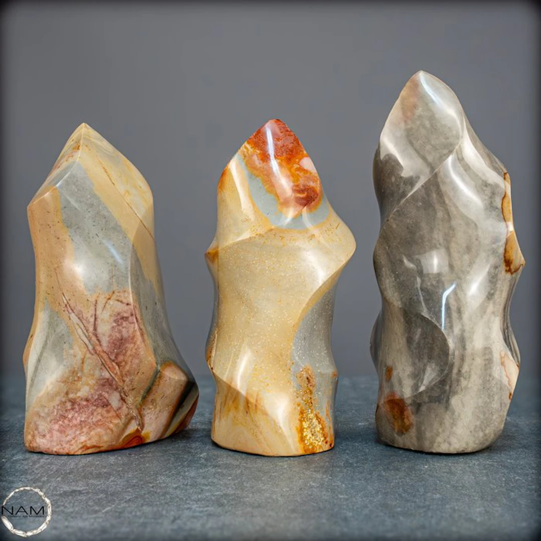 Natural polychrome jasper flames– Nature art in flowing form- 2407.07 g - (3)