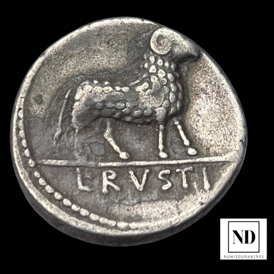 Roman Republic. L. Rustius, 76 BC. Denarius Roma