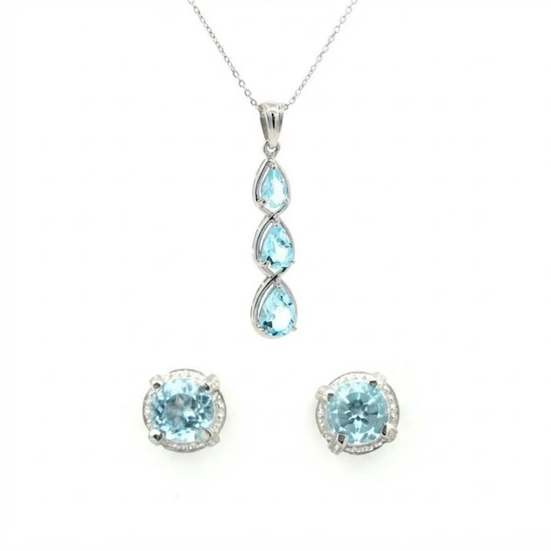 No reserve price - 2 piece jewellery set Silver - 6.30ct