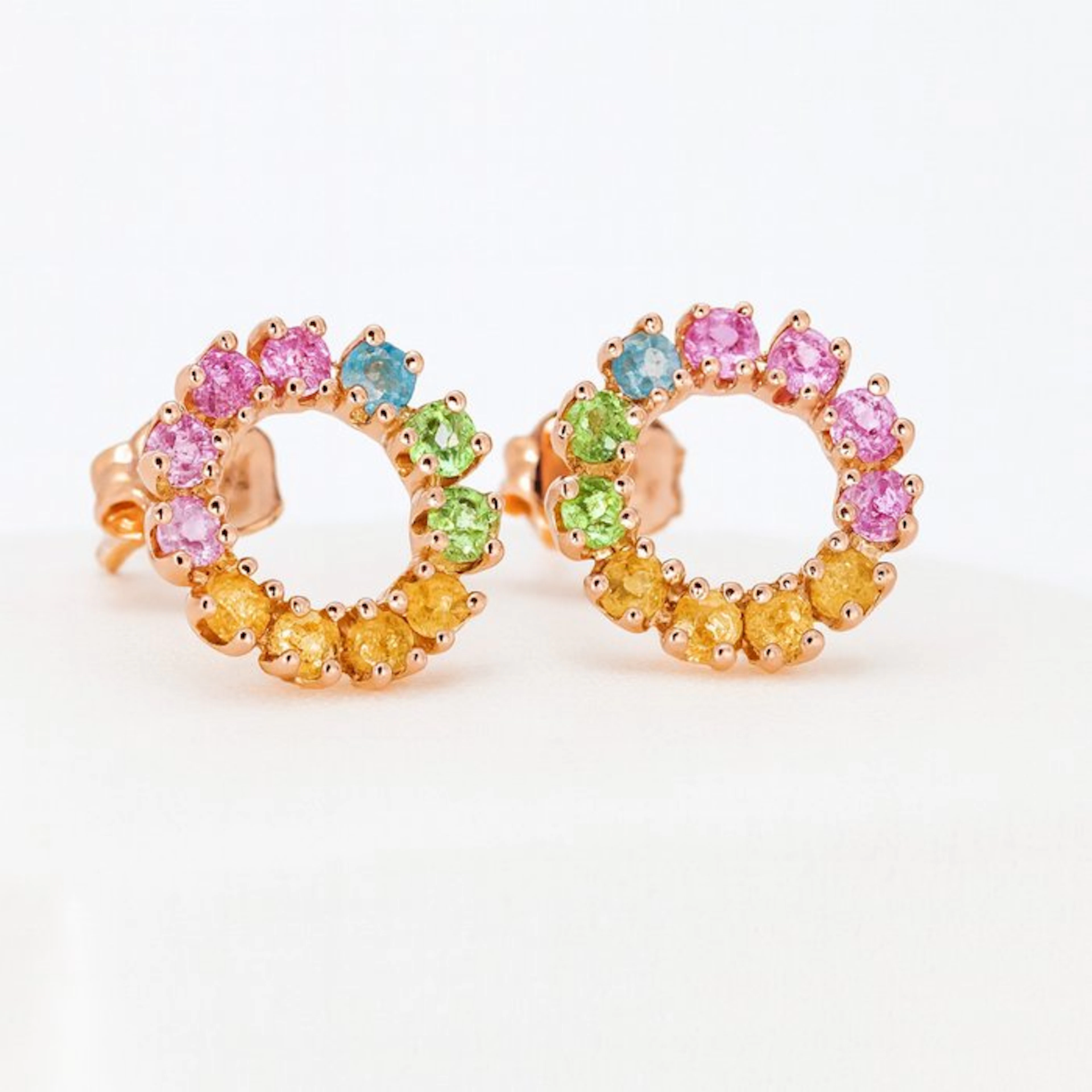 No reserve price - Earrings Gold-plated Tourmaline - 18kt Gold Plated
