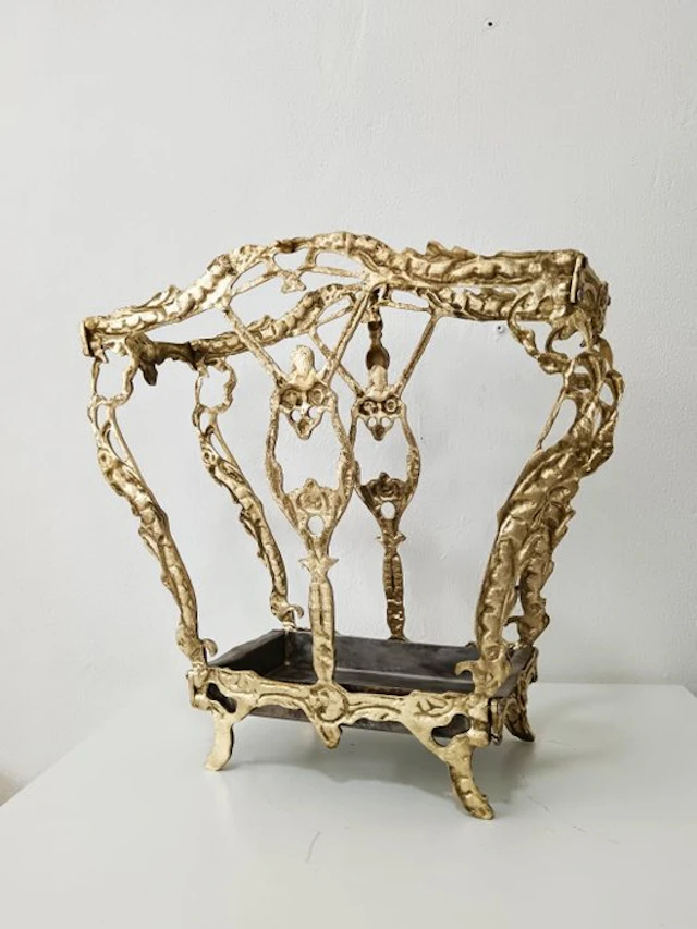 Umbrella stand/rack - Gilt brass - Asymmetric umbrella stand