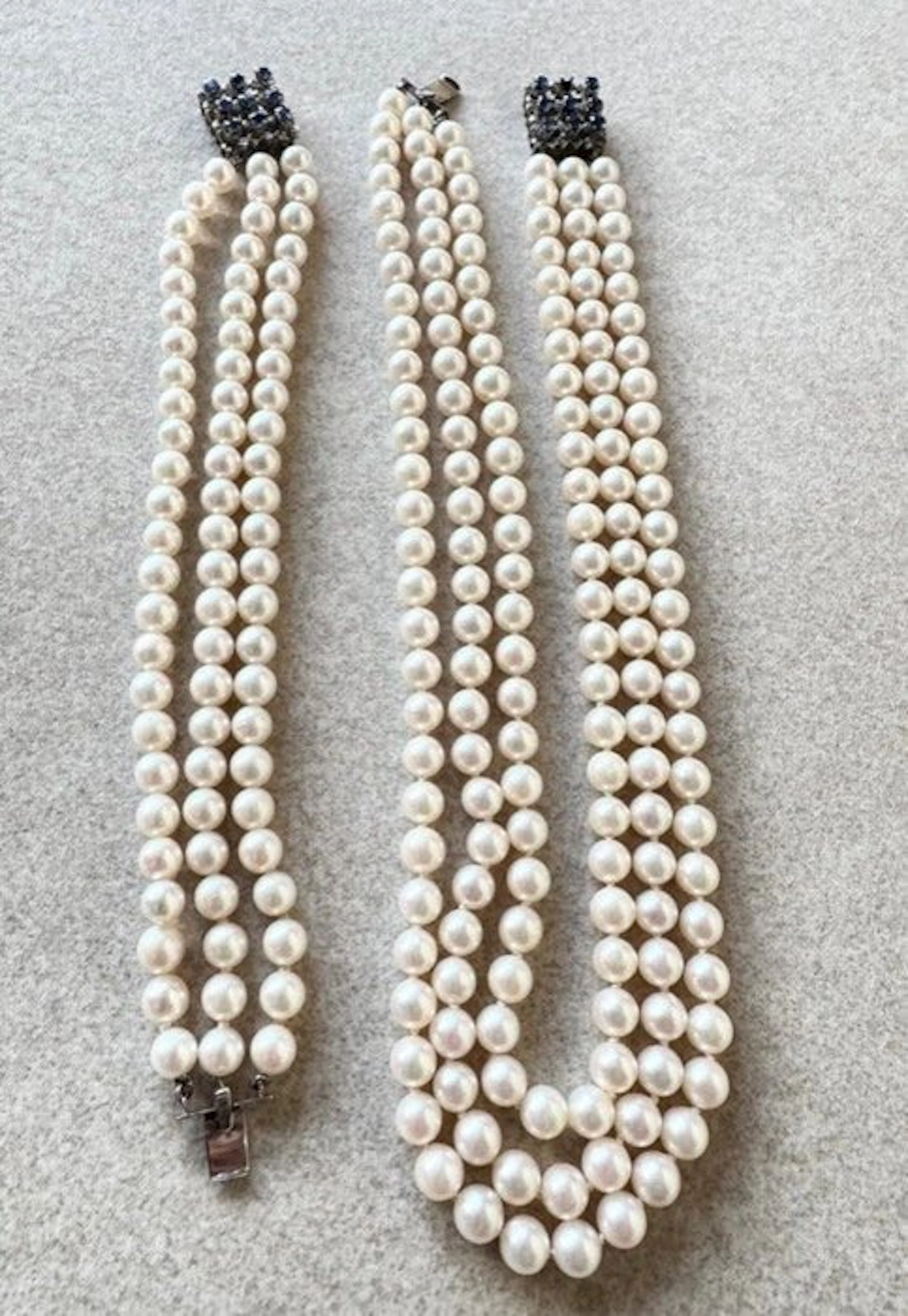 2 piece jewellery set - 14 kt. White gold Pearl