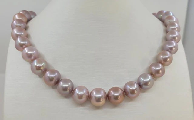 Necklace 12x13mm Round Pink Edison Pearls