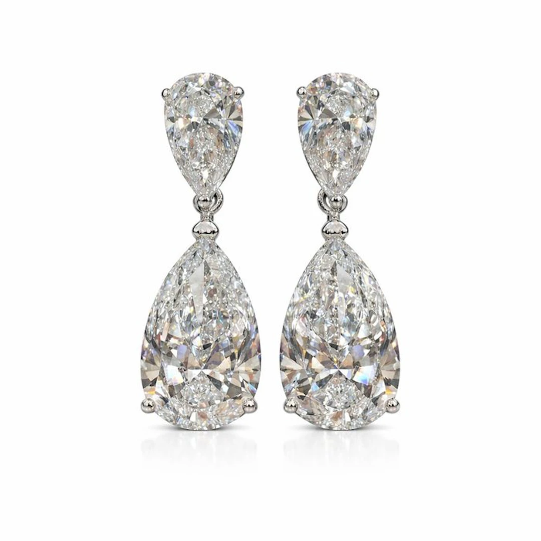 Earrings - 14 kt. White gold - 8.10ct. tw. Diamond (Lab-grown) - Diamond