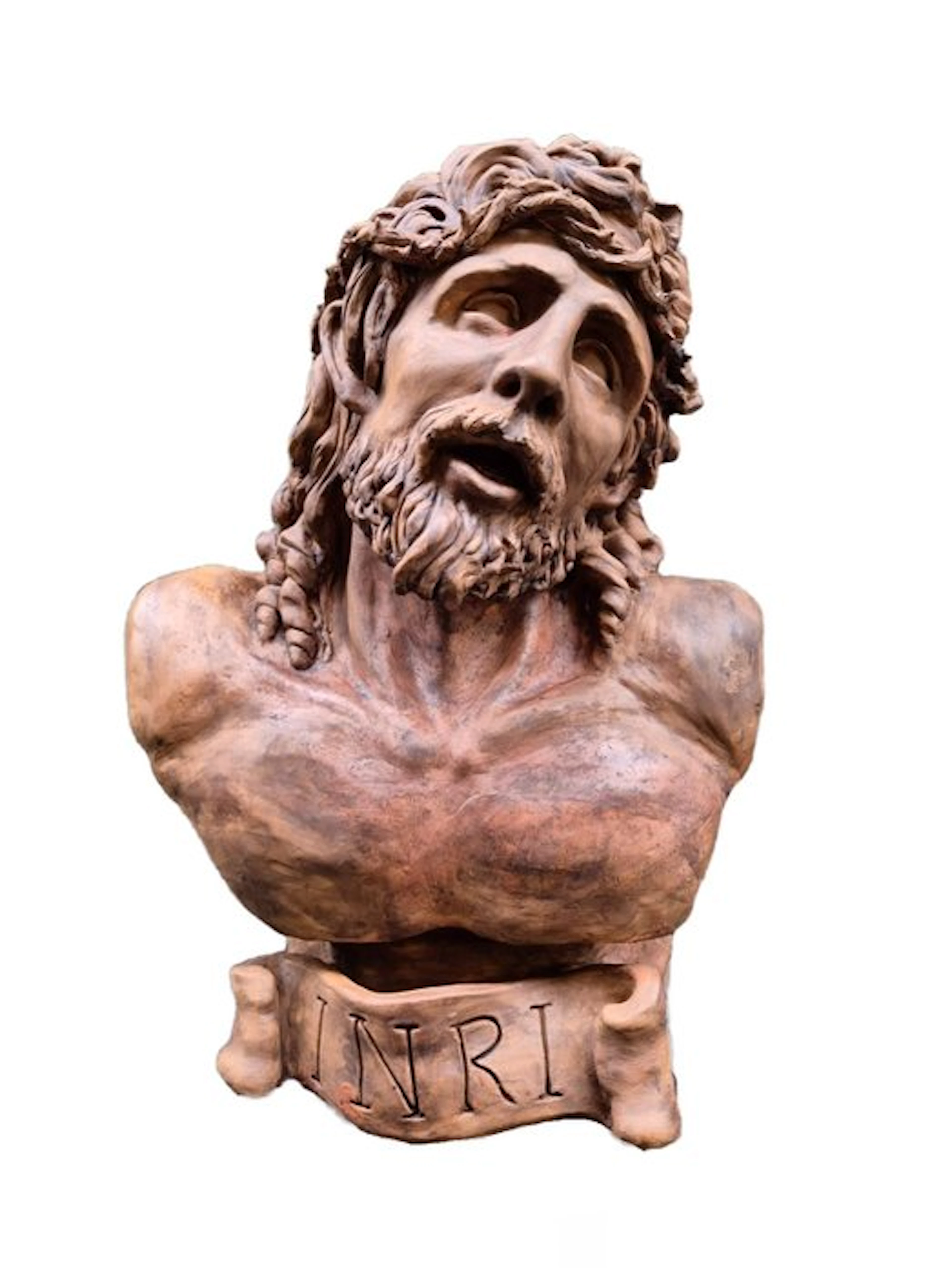 Statue, Busto di cristo incoronato di spine - 60 cm - Earthenware