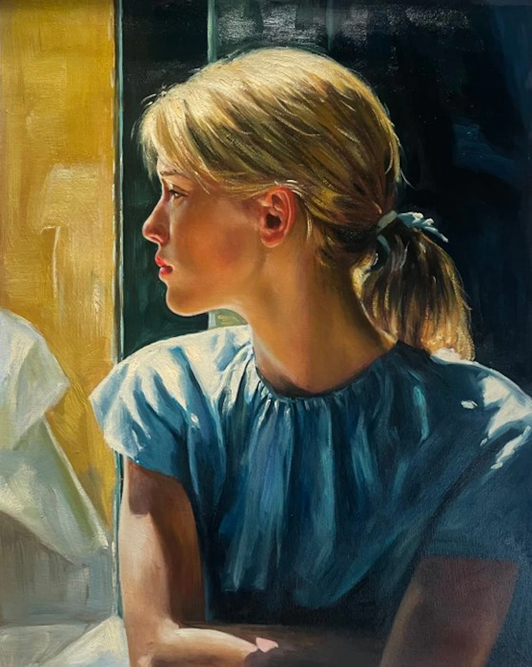 Elena Rigano (XXI) - Profilo biondo in blu