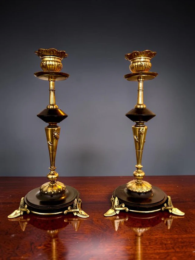 Pair French Napoleon III Candlesticks – c