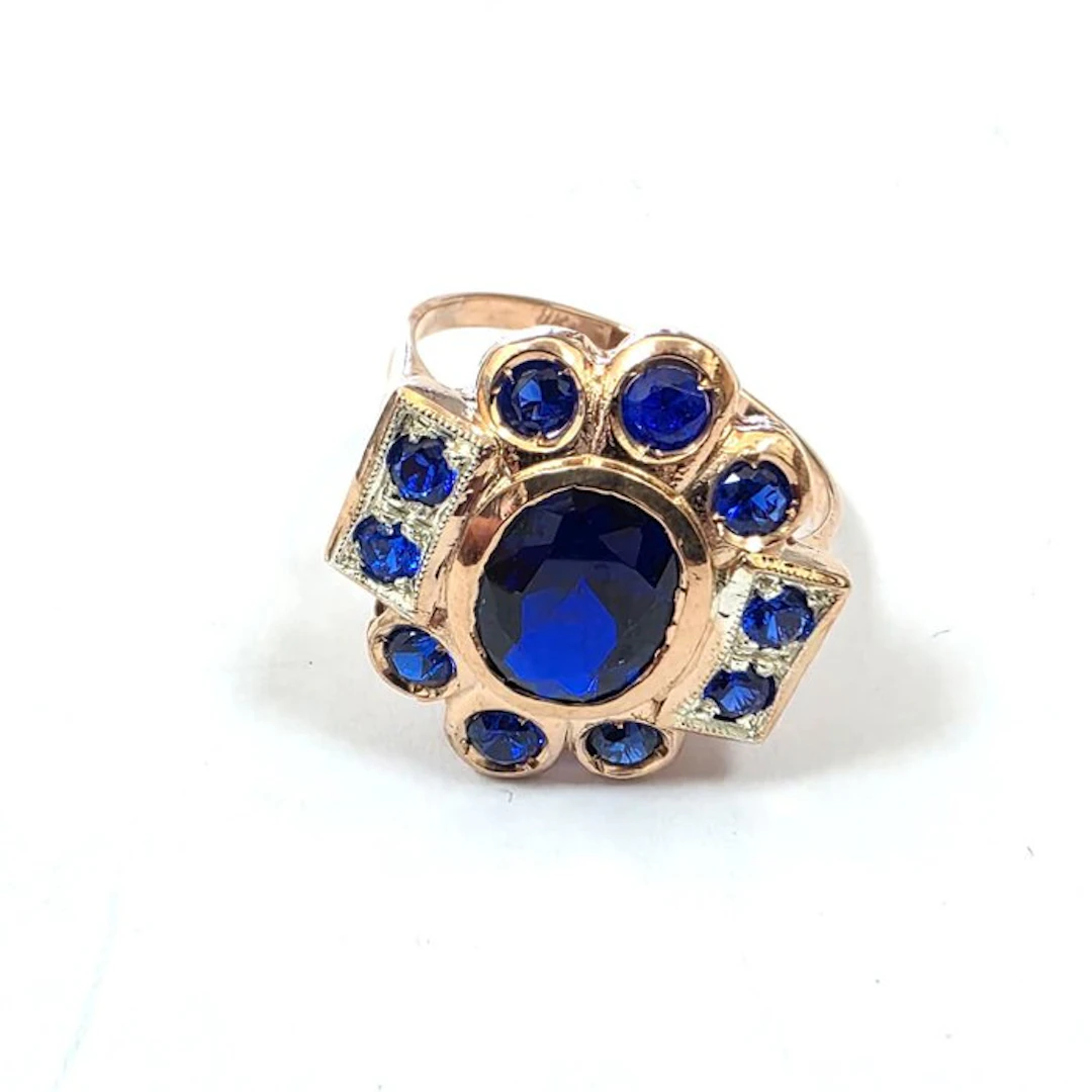No reserve price - Ring - 9 kt. Rose gold, Silver Spinel - Spinel