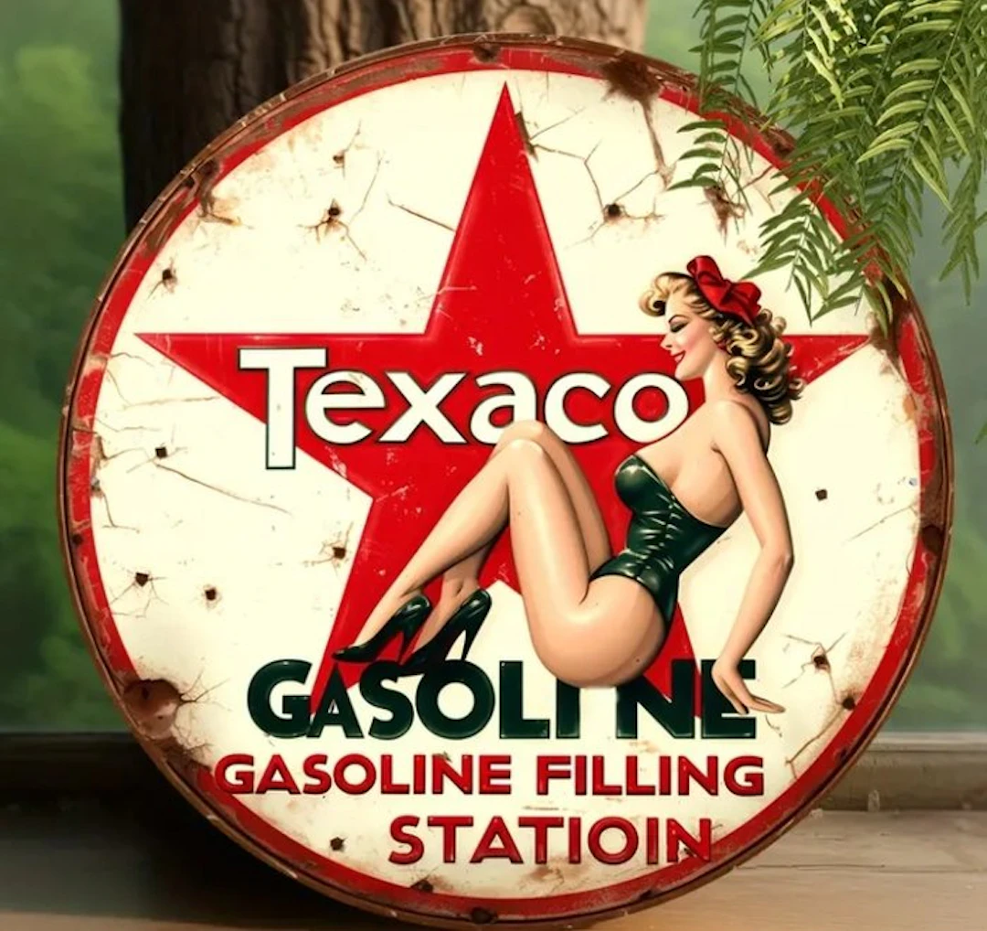 TEXACO- Pin up - TEXACO- Pin up - Advertising sign - Iron