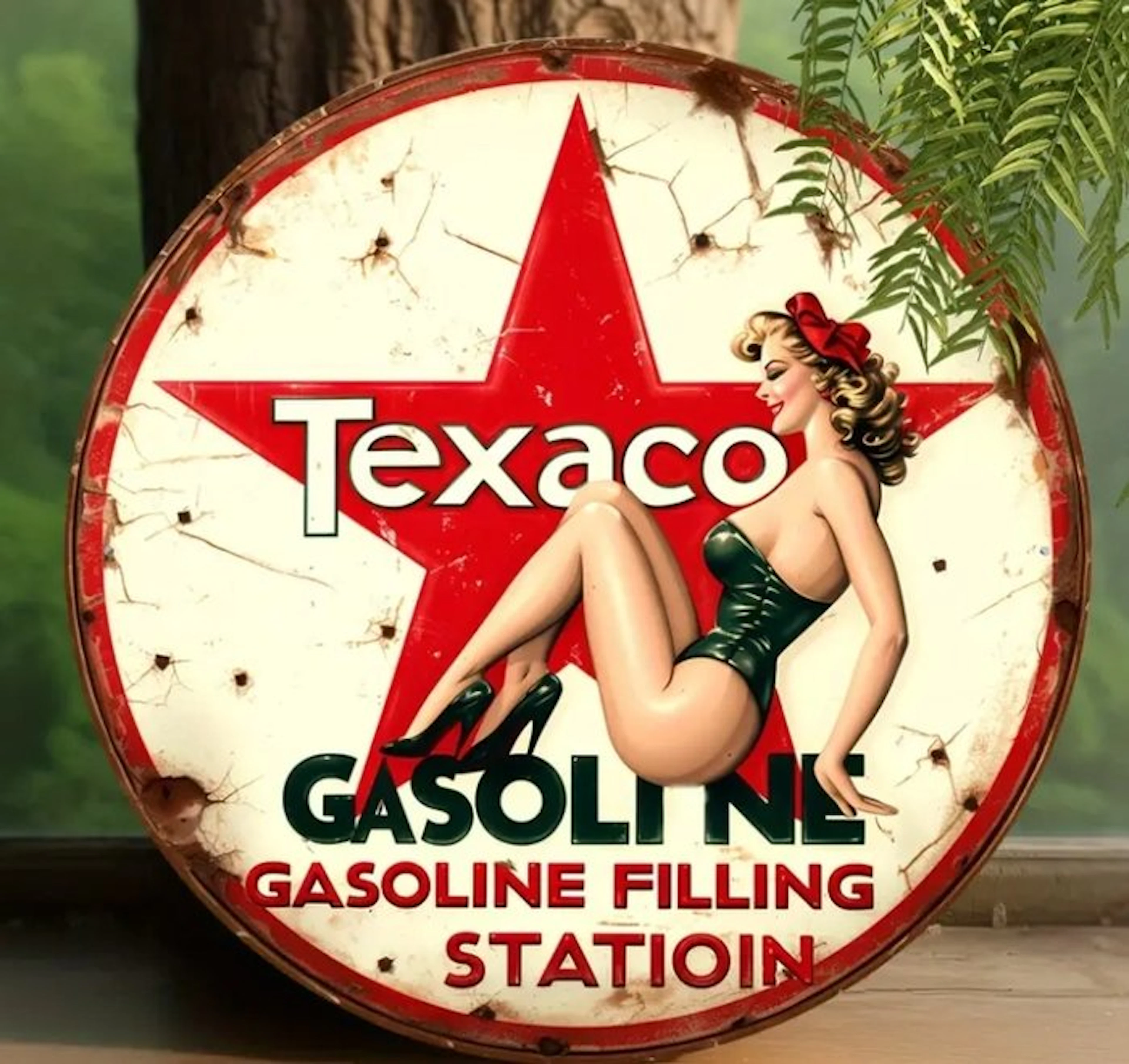 TEXACO- Pin up - TEXACO- Pin up - Advertising sign - Iron