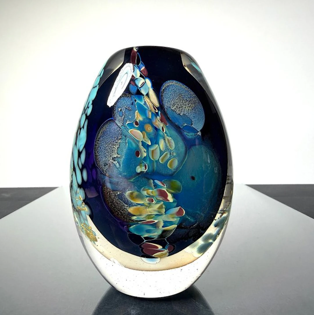 Maxence Parot - Vase - Unique vase in colors and gold - Glass