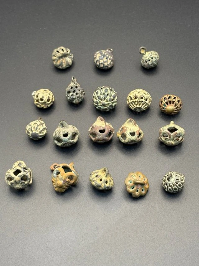 Medieval Bronze Lot of 18 bells and ornamental pendants
