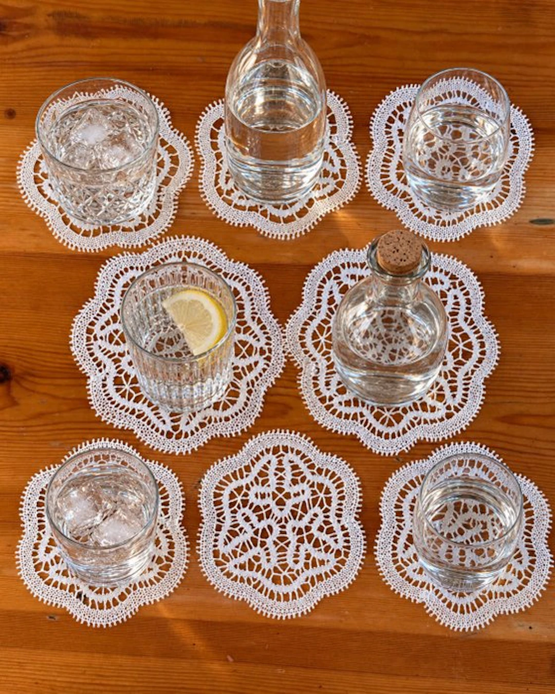 Embroidery (8) - 9 cm - 12 cm - Bobbin lace coaster set