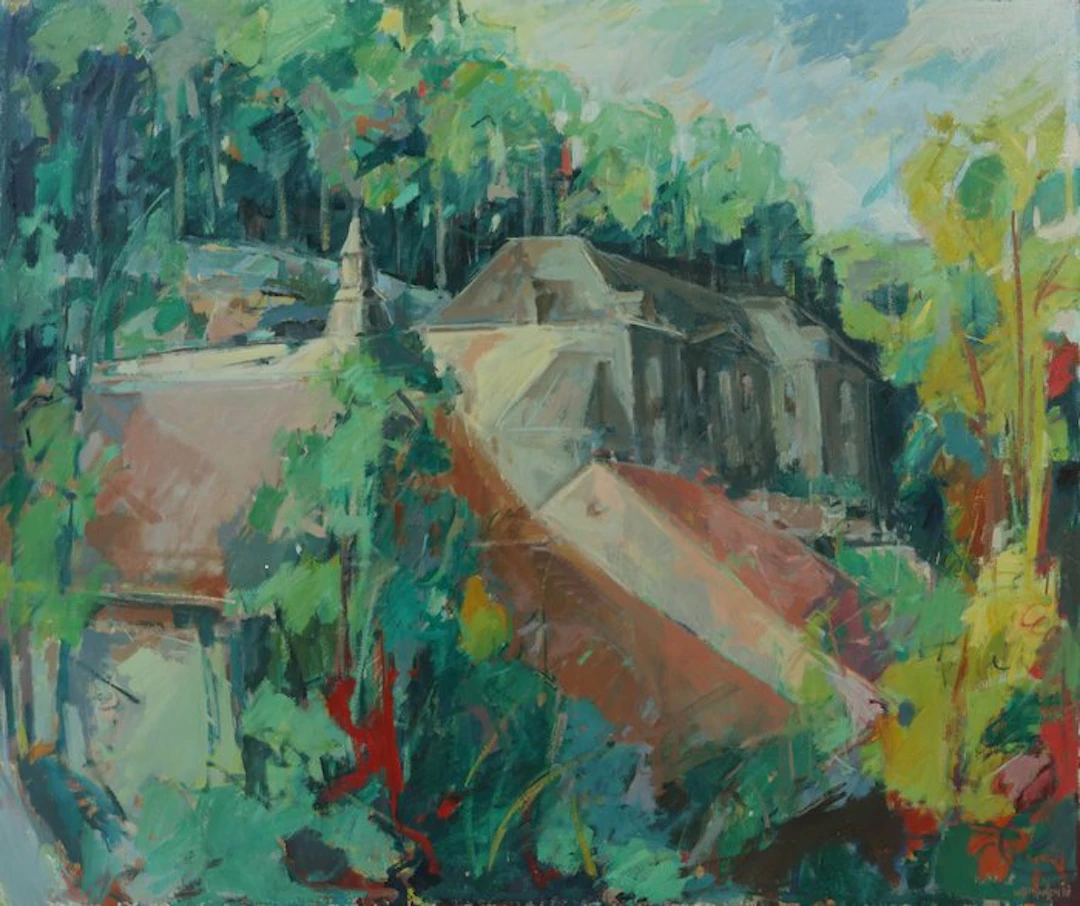 Willem Janssen (1950) - Chateau Neercanne met uitzicht op grenskantoor